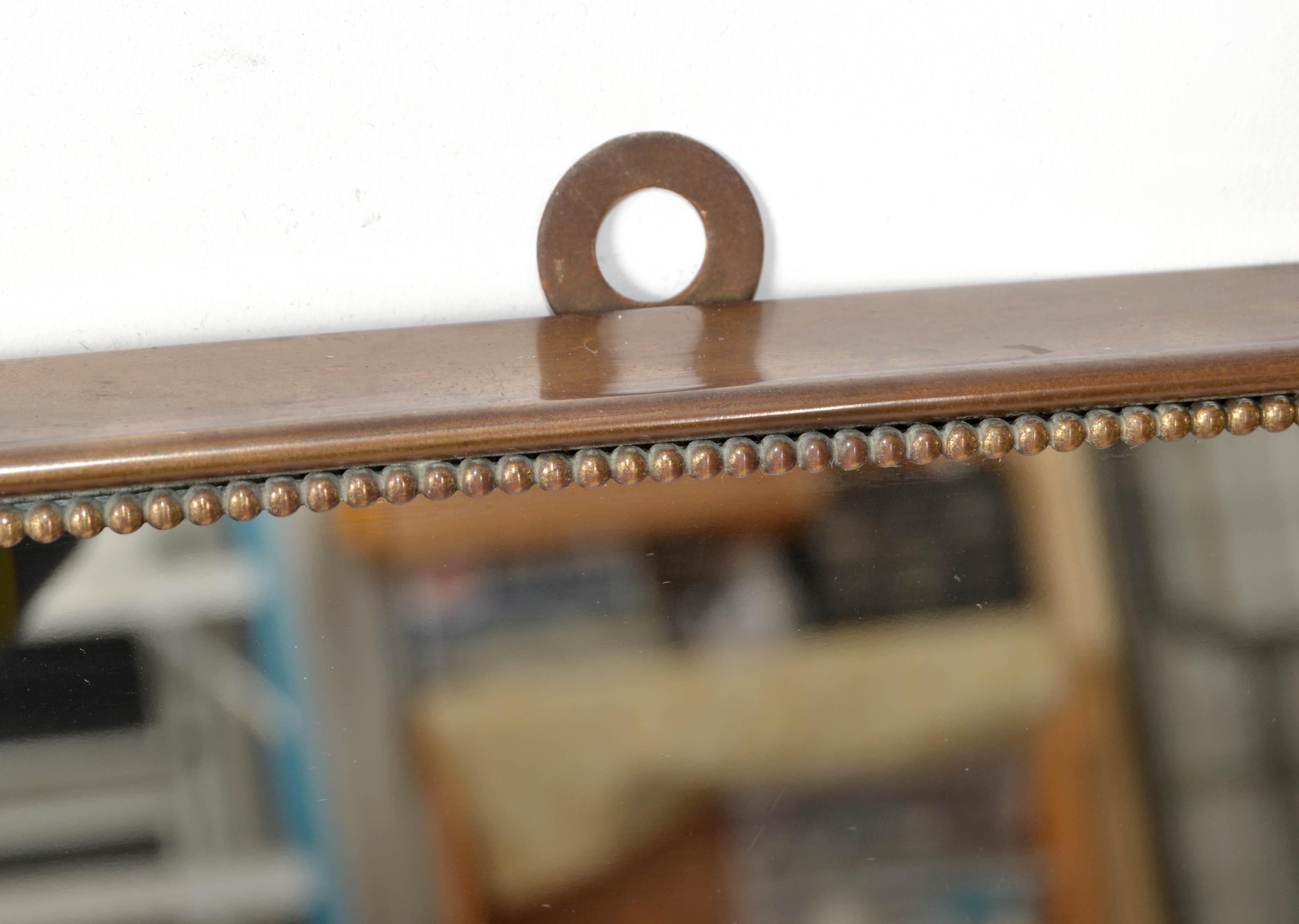 1950 Rectangle Art Deco Gio Ponti Style Brass Wood Decor Wall Mirror Italy Buffa For Sale 6