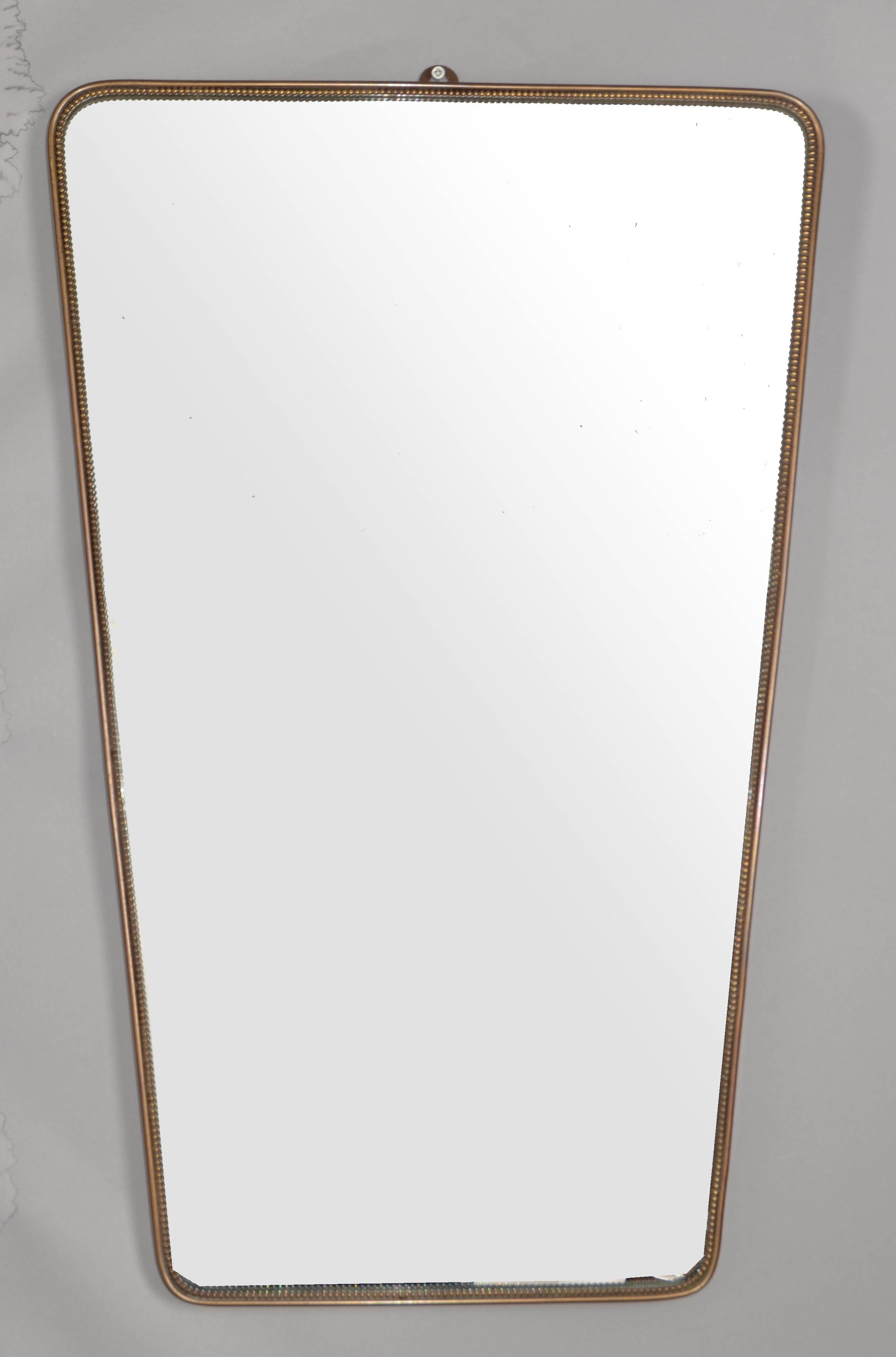 1950 Rectangle Art Deco Gio Ponti Style Brass Wood Decor Wall Mirror Italy Buffa For Sale 9