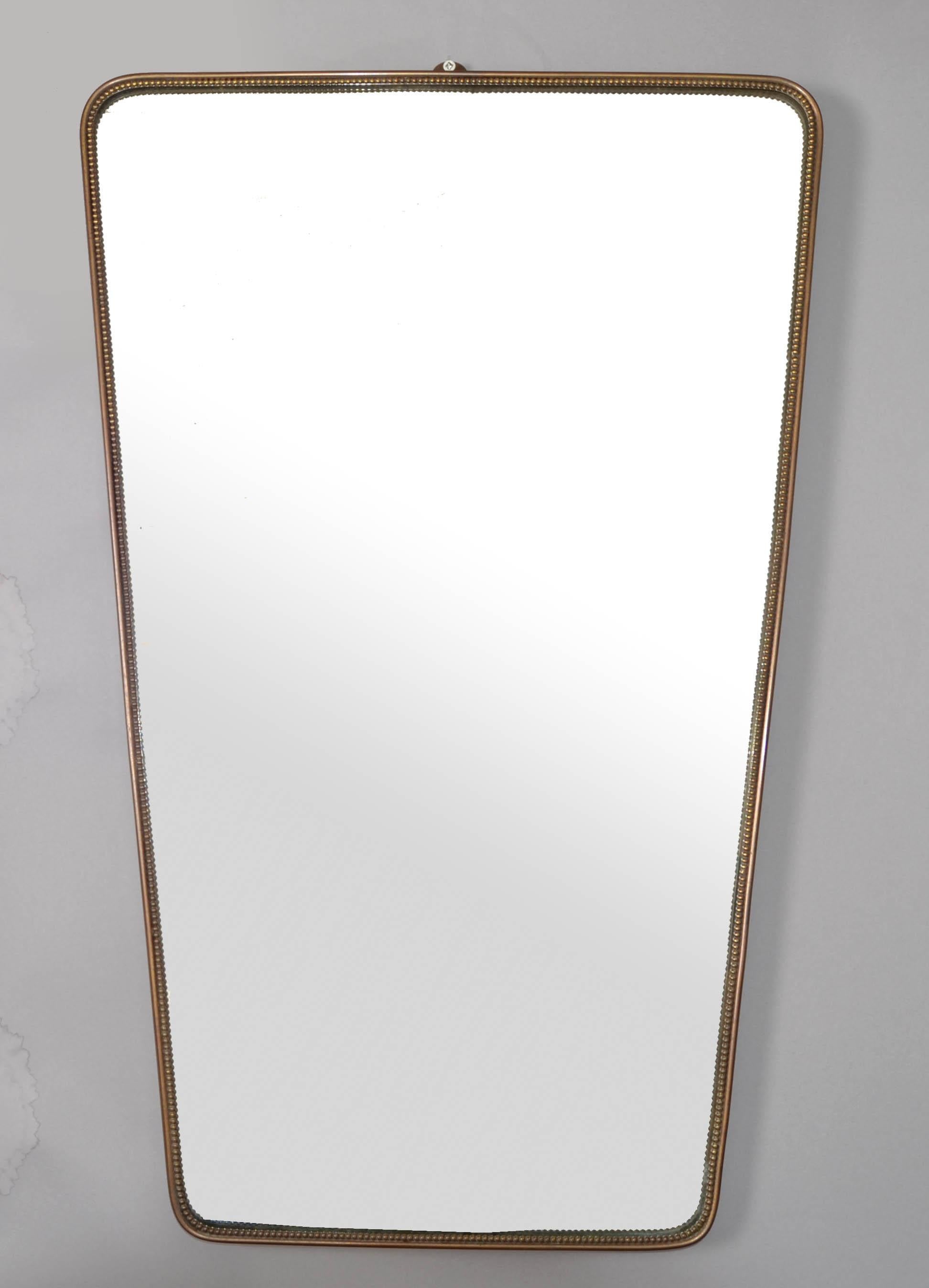 1950 Rectangle Art Deco Gio Ponti Style Brass Wood Decor Wall Mirror Italy Buffa For Sale 10