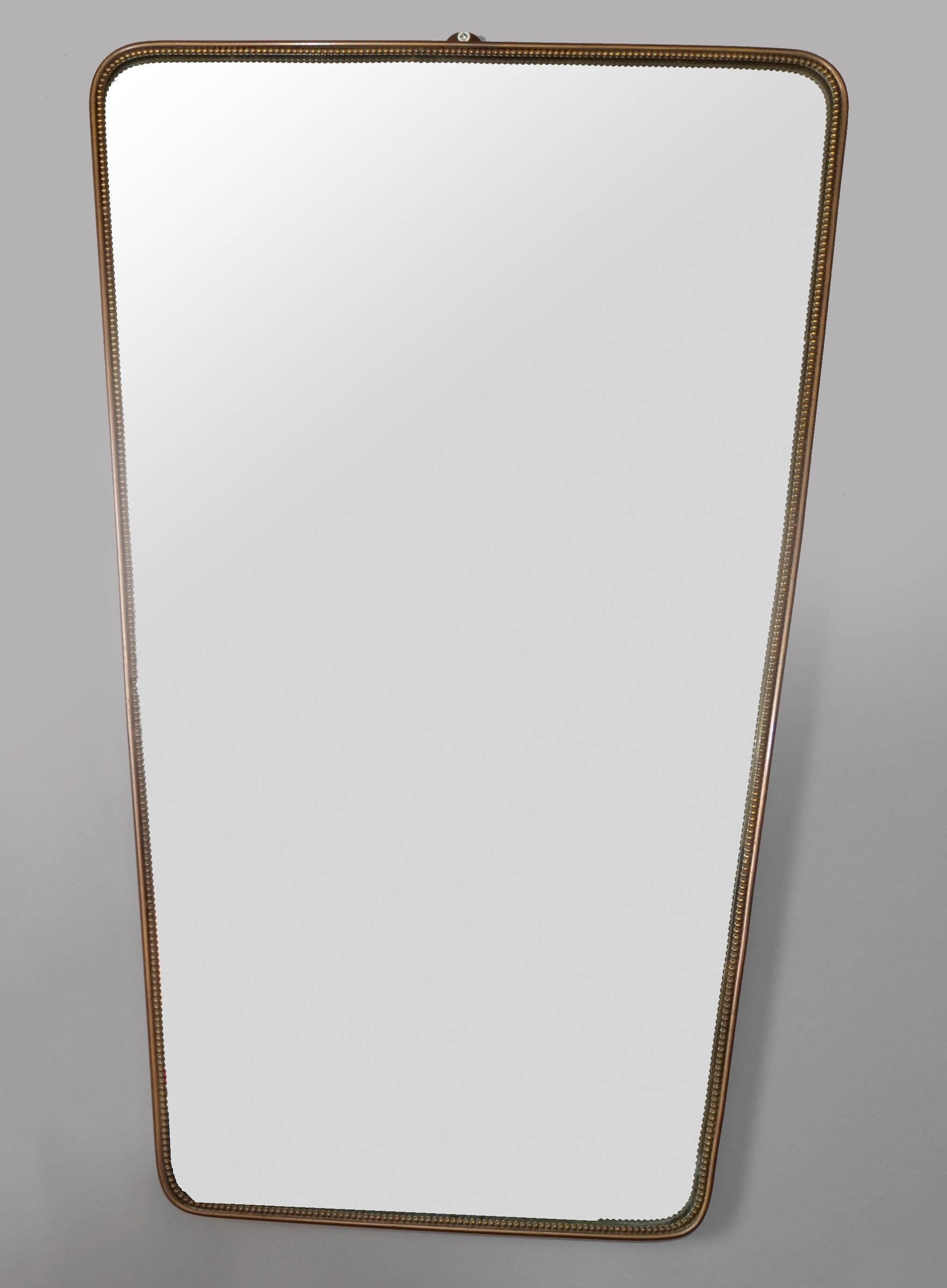 1950 Rectangle Art Deco Gio Ponti Style Brass Wood Decor Wall Mirror Italy Buffa For Sale 11