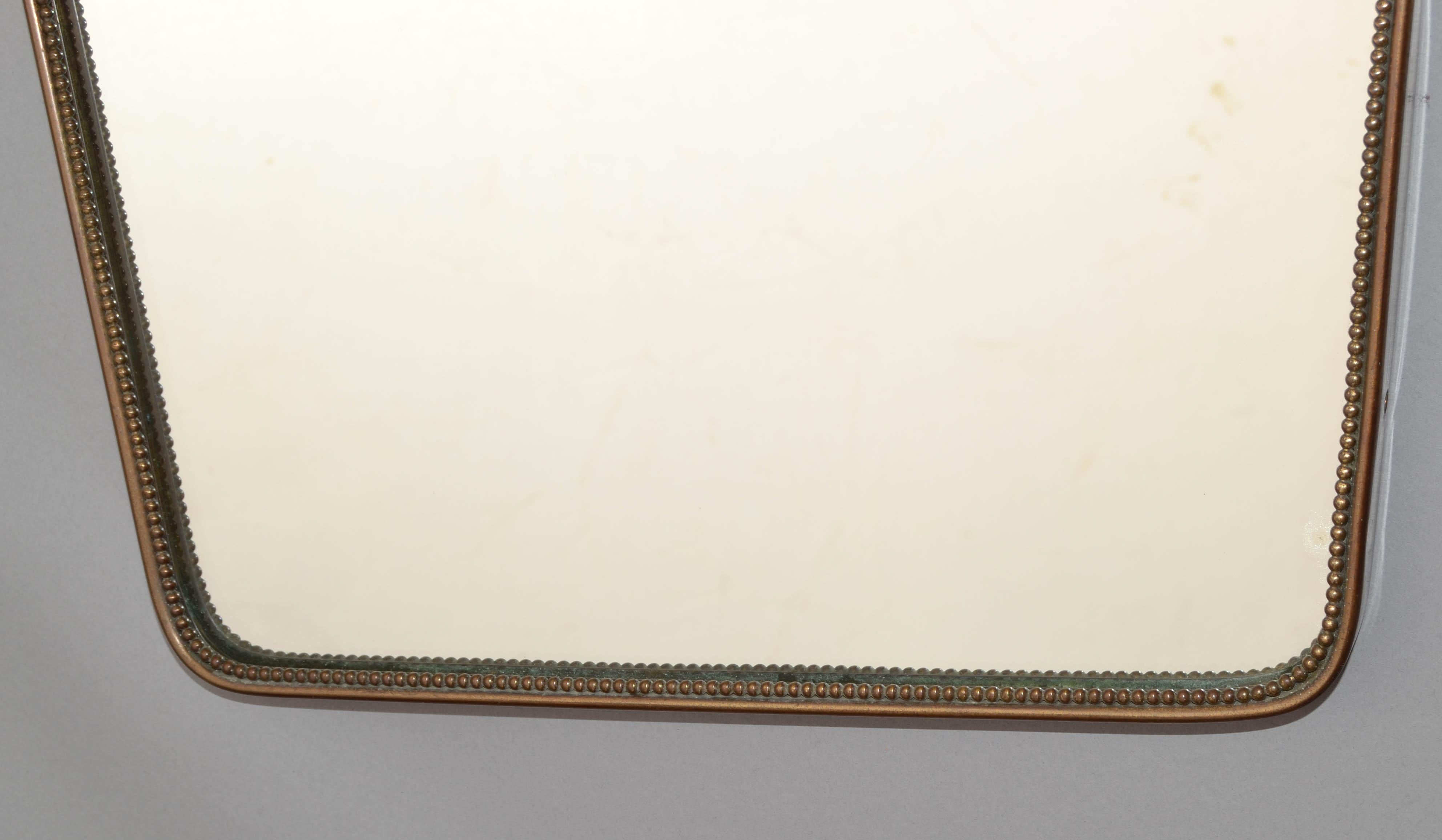 1950 Rectangle Art Deco Gio Ponti Style Brass Wood Decor Wall Mirror Italy Buffa For Sale 3