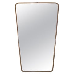 1950 Rectángulo Art Deco Estilo Gio Ponti Latón Madera Decor Espejo Pared Italia Buffa