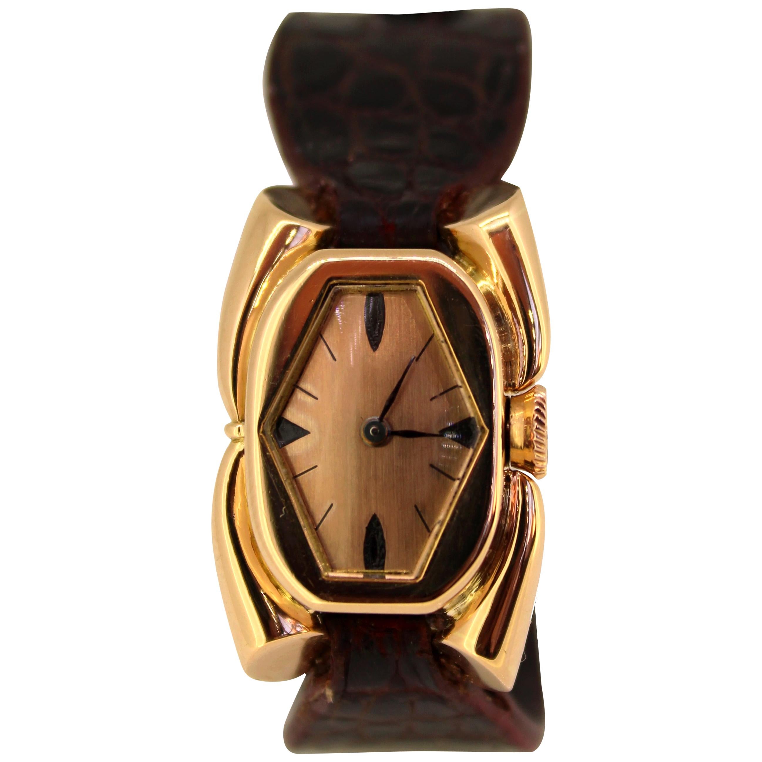 1950 Retro Rose Gold French Lady Wristwatch