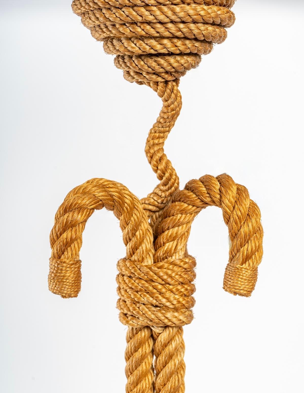 French 1950 Rope Chandelier Adrien Audoux & Frida Minet