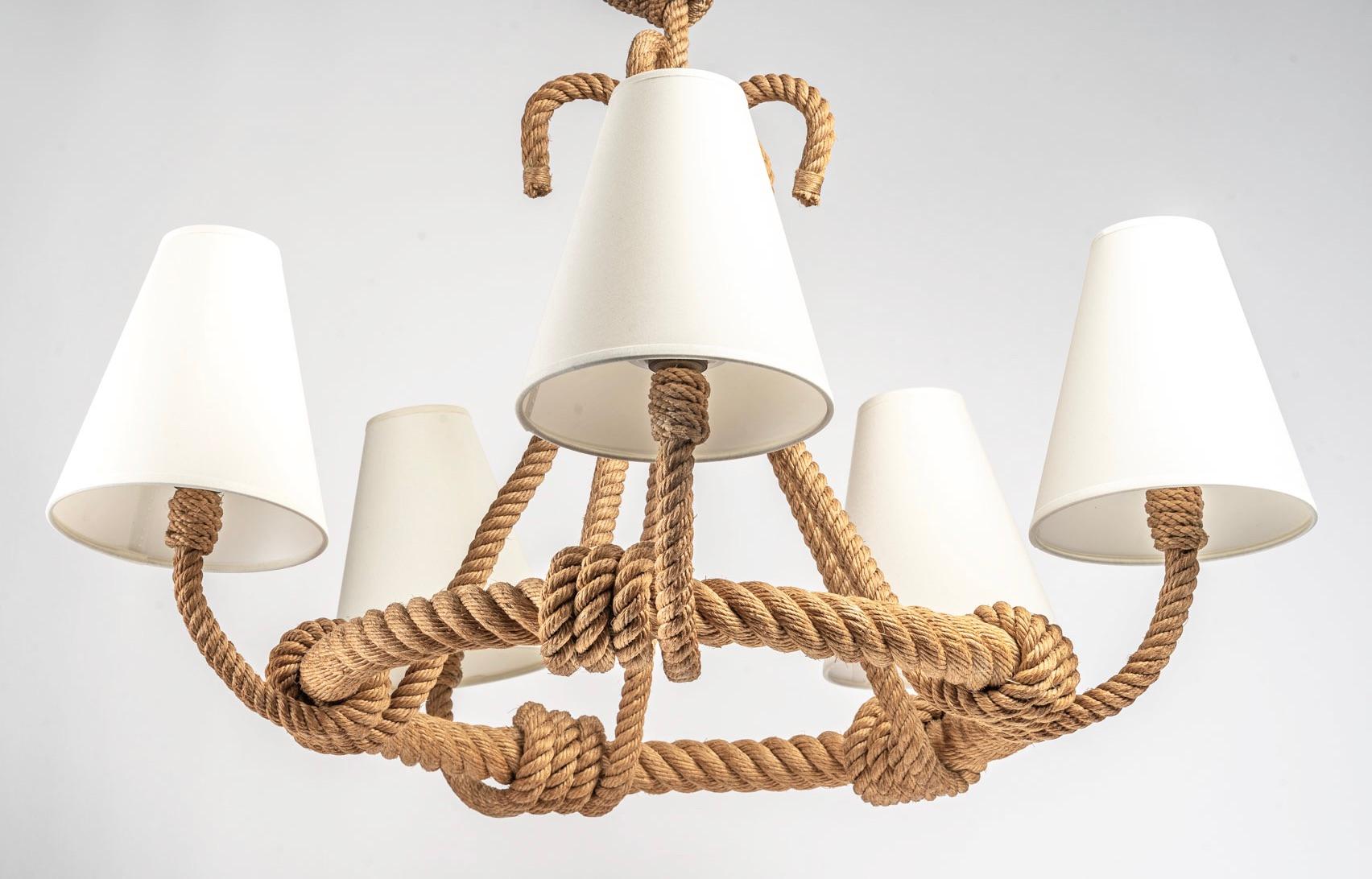 1950 Rope Chandelier by Adrien Audoux and Frida Minet 1