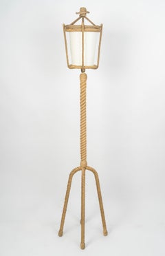 1950 Lampadaire en corde par Adrien Audoux et Frida Minet