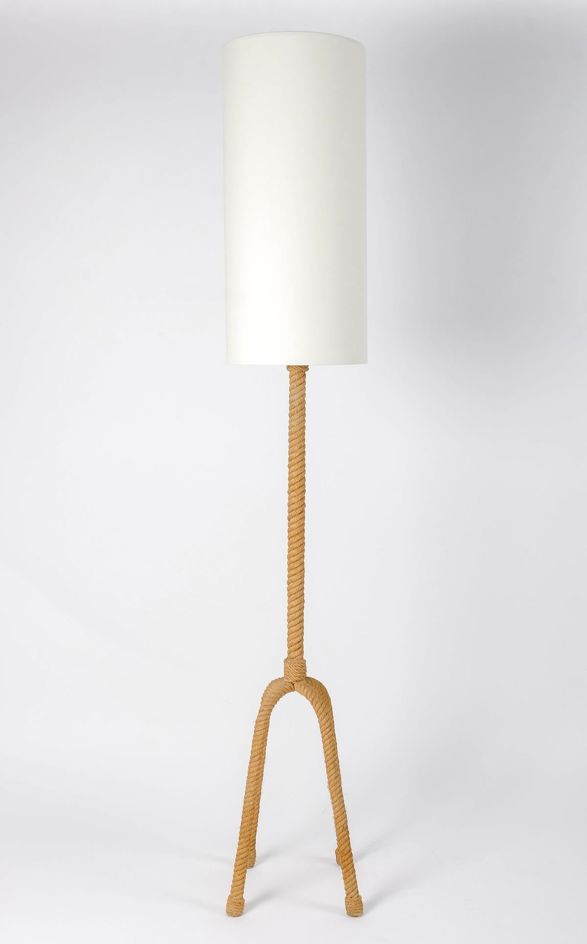 Stehlampe aus Seil von Audoux Minet, 1950 (Mitte des 20. Jahrhunderts) im Angebot