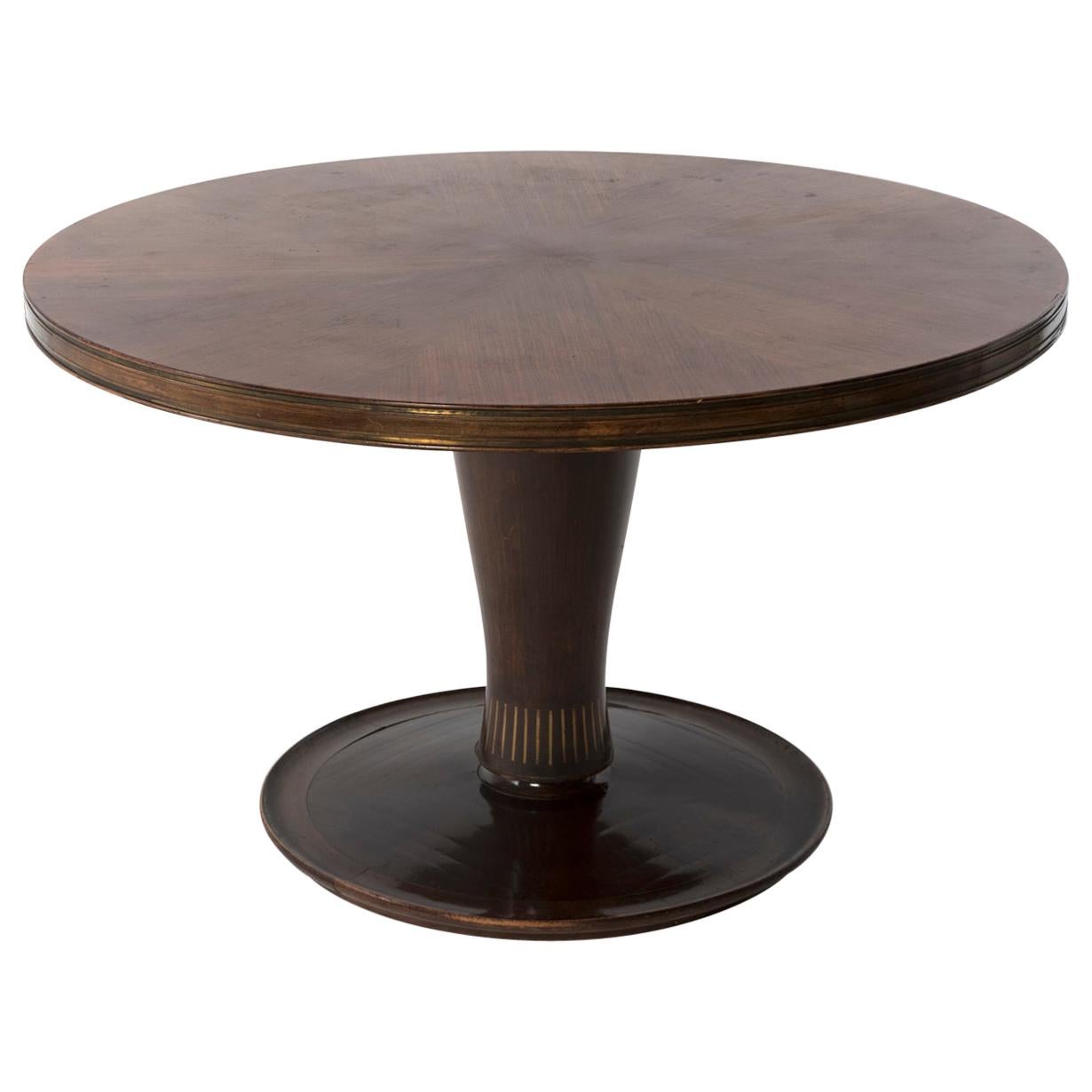 1950 Round Dining Table by Giovanni Gariboldi for Colli in Bubinga Wood