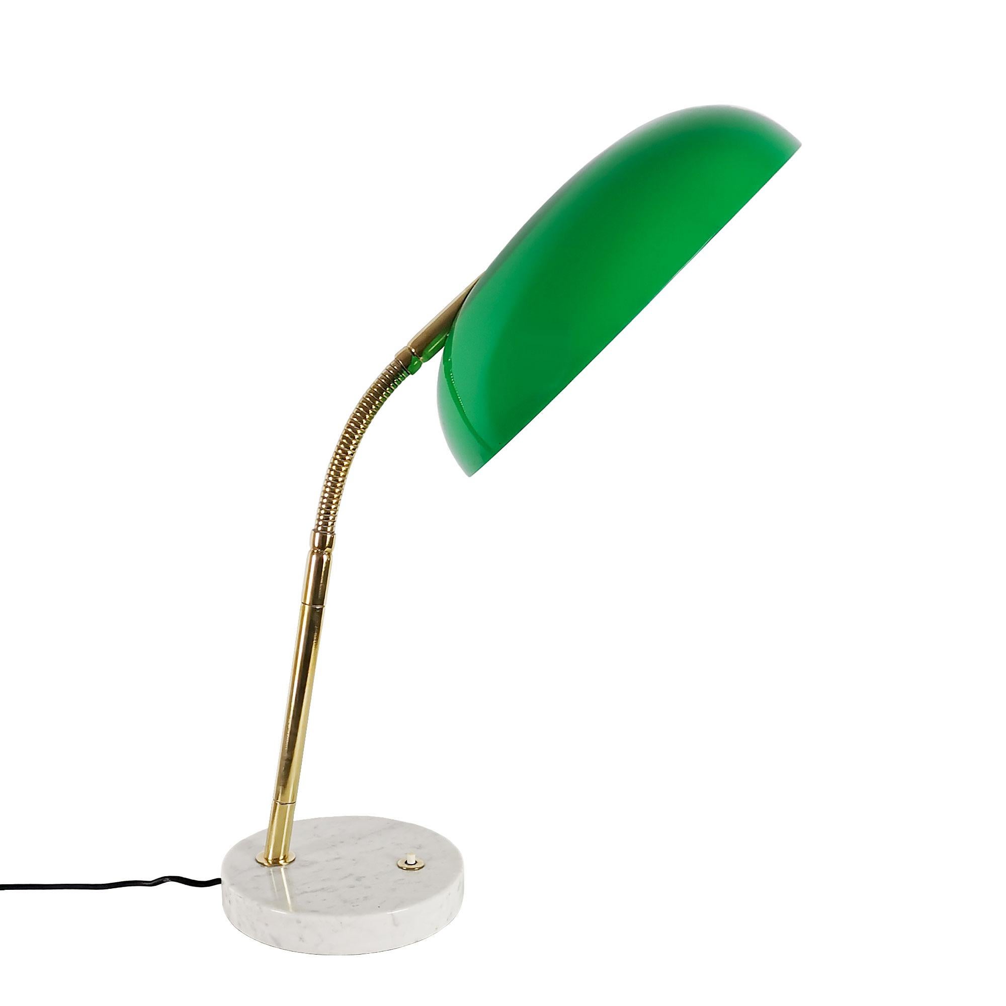 Italian Mid-Century Modern Desk Lamp Attributed Stilnovo, Marble, Brass, Plastic - Italy For Sale