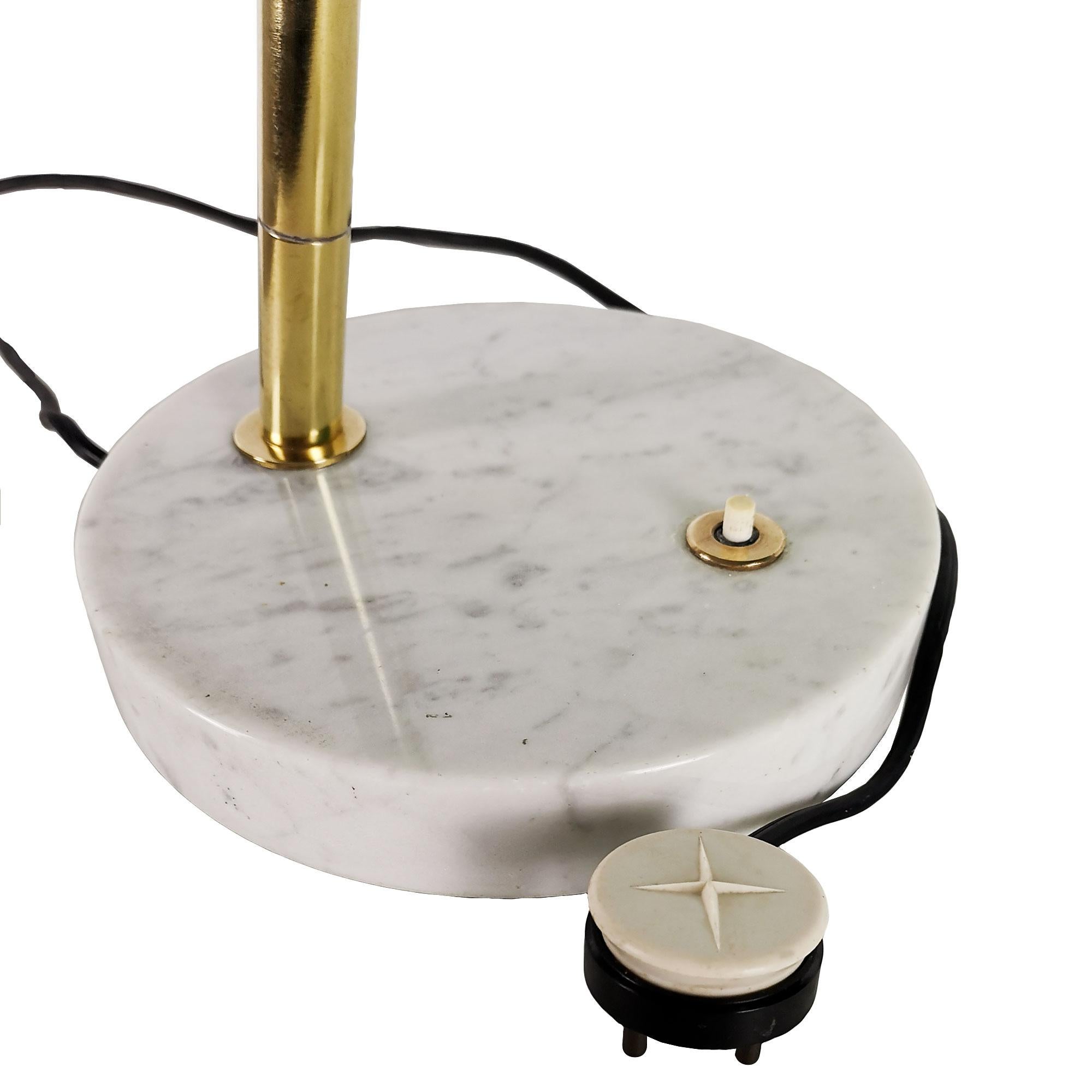 Mid-Century Modern Desk Lamp Attributed Stilnovo, Marble, Brass, Plastic - Italy For Sale 2