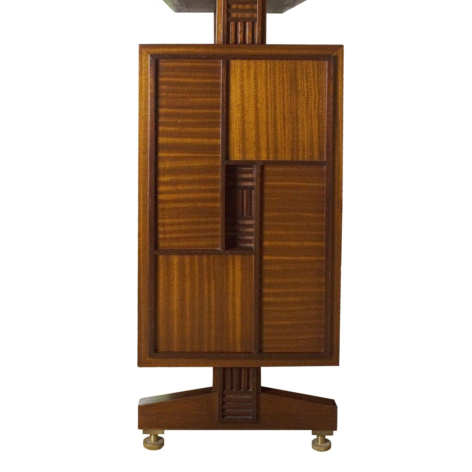 Brass Mid-Century Modern Vitrine-Showcase in Mahogany, Marquetry, Glass - Italy For Sale