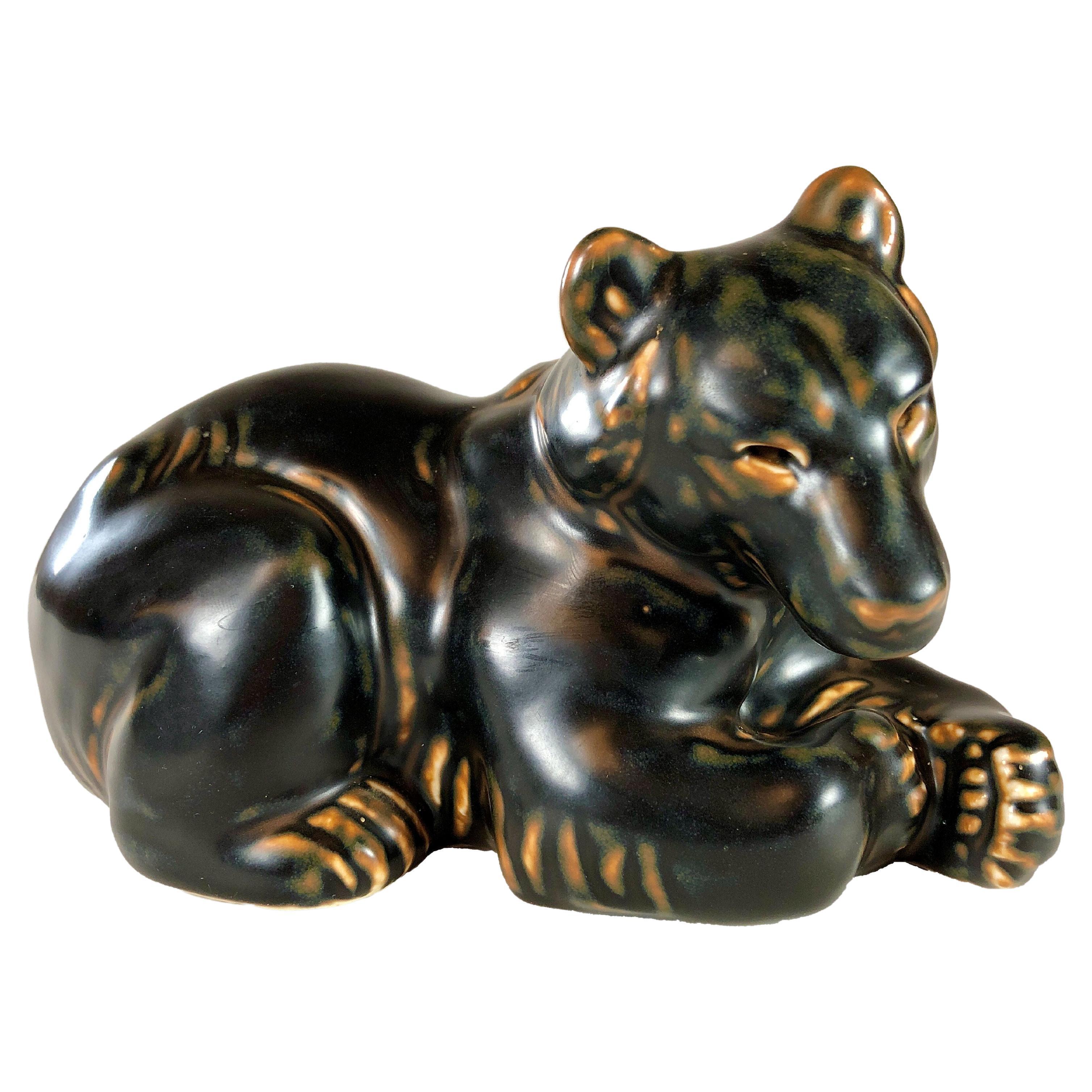 Figurine de mère ourse danoise des années 1950 de Knud Kyhn pour Royal Copenhagen