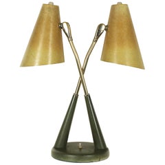 1950s Double Desk Lamp, Fiberglass and Aluminium, Orientable, USA