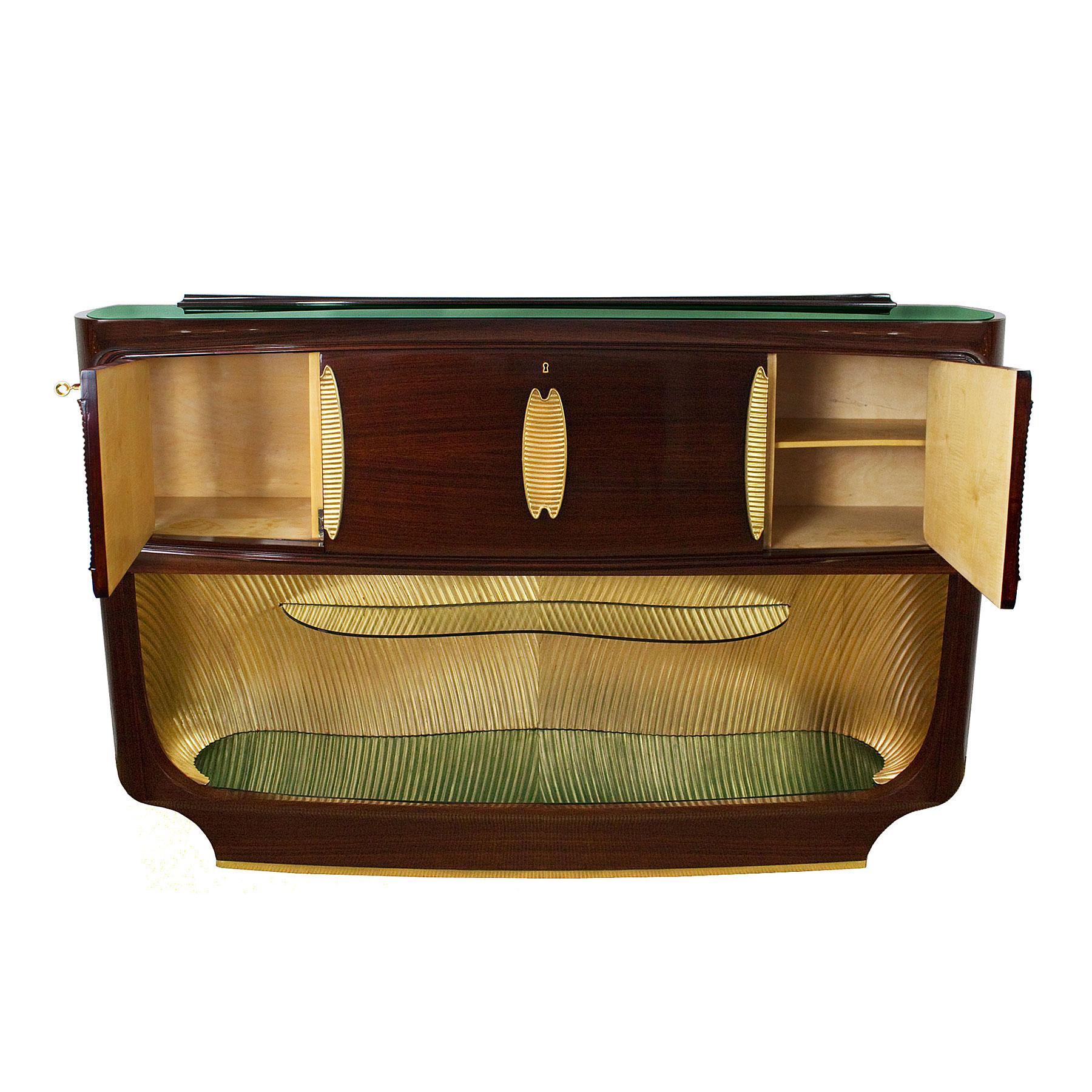 Italian 1950s Dry Bar by v. Dassi for Mobile Cantù, Mahogany, Sycamore, Opaline, Italy