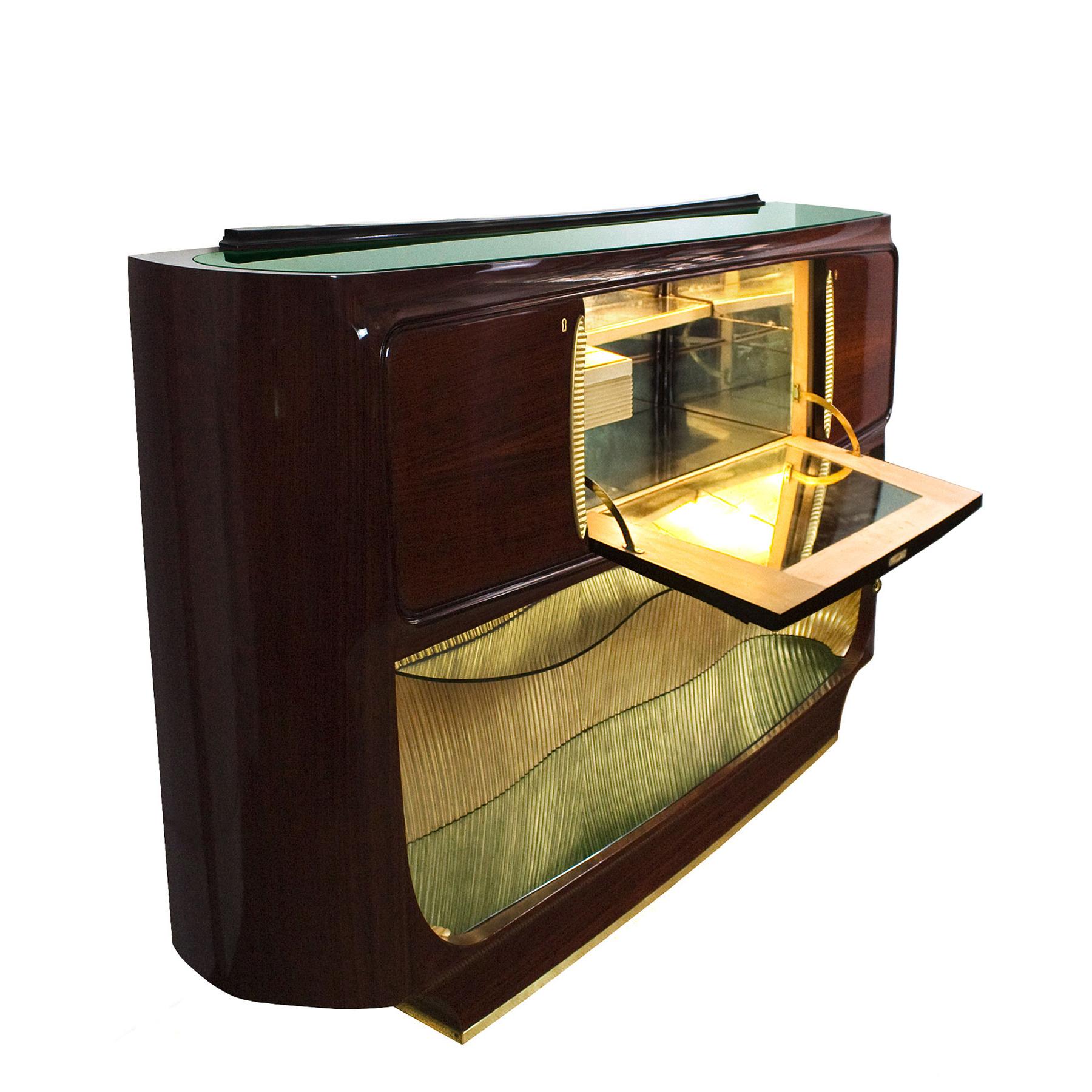 1950s Dry Bar by v. Dassi for Mobile Cantù, Mahogany, Sycamore, Opaline, Italy In Good Condition In Girona, ES