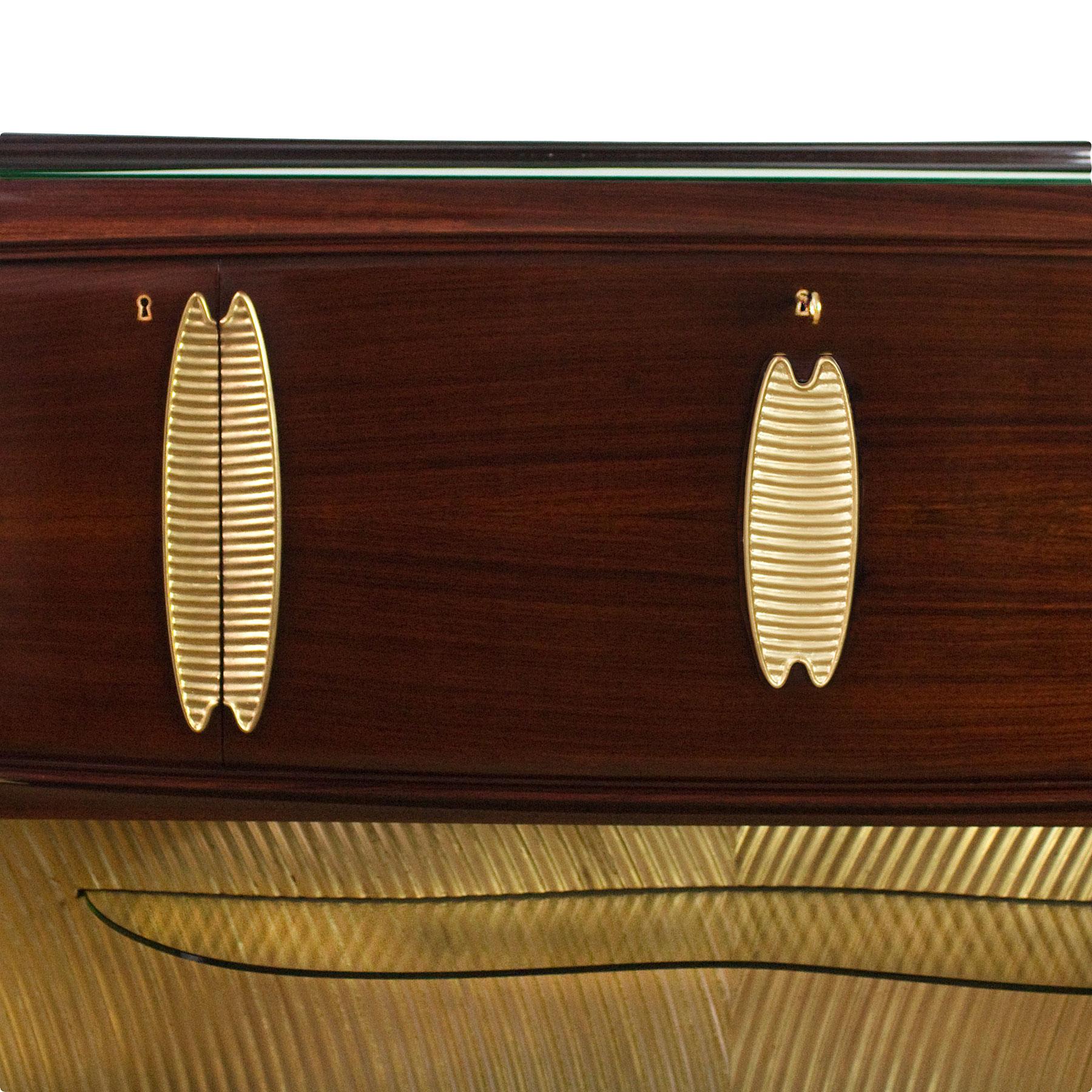 Mid-20th Century 1950s Dry Bar by v. Dassi for Mobile Cantù, Mahogany, Sycamore, Opaline, Italy