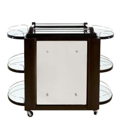 Mid-Century Modern Tugas Dry Bar on Wheels in Mahogany, Pivoting Door - France