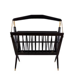 Mid-Century Modern Folding Magazine Rack by Cesare Lacca in Dark Wood- Italy