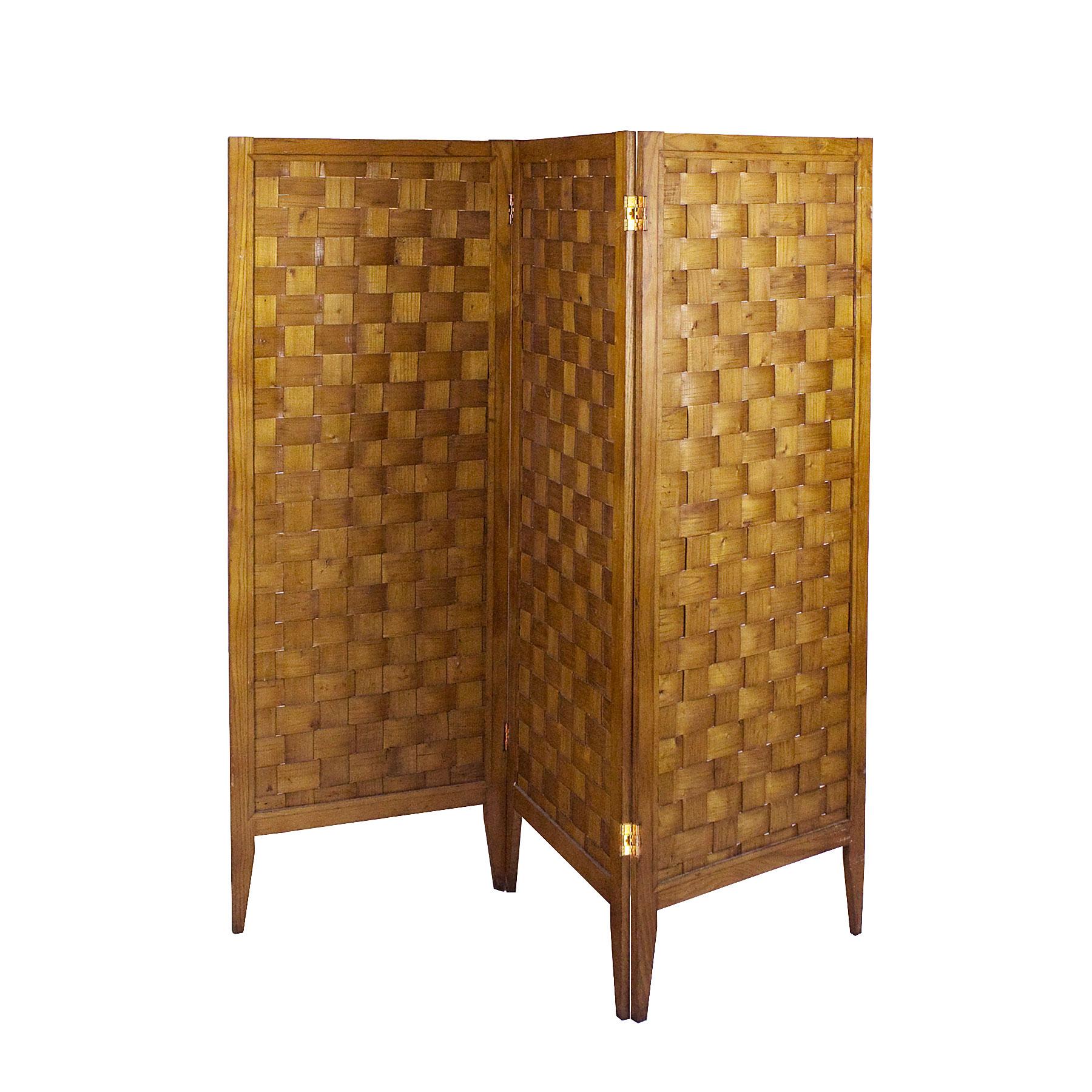 French Mid-Century Modern Folding Screen in Three Parts, Ashwood - France