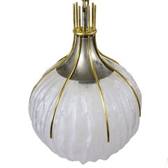 Mid-Century Modern Hanging Lantern by Esperia, Acid Etched Glass Ball - Italy