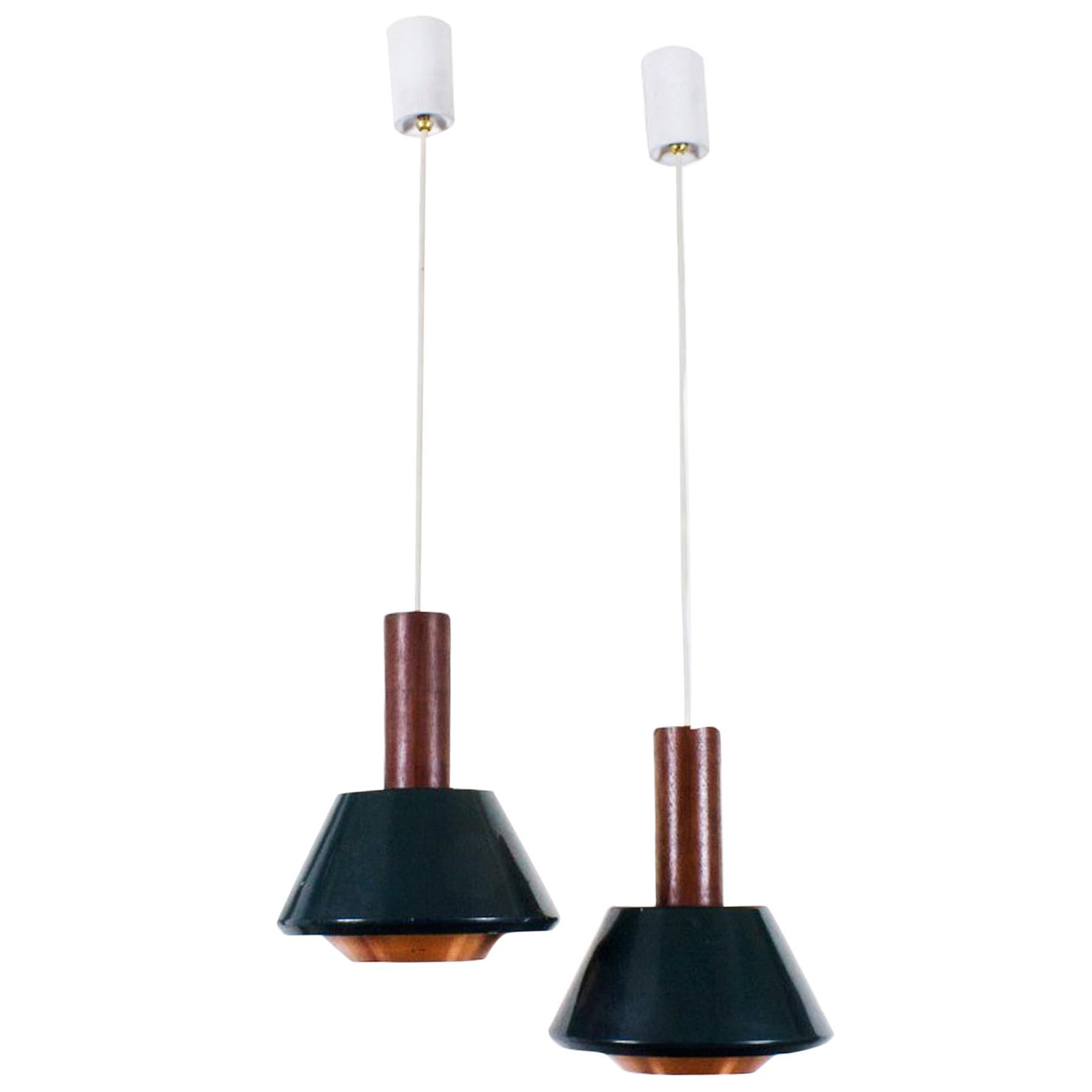 Pair of Mid-Century Modern Pendant Lights By Denis Casey - France 