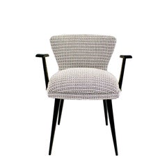 Pair of Small Mid-Century Modern Side Armchairs in Stained Beech -  France