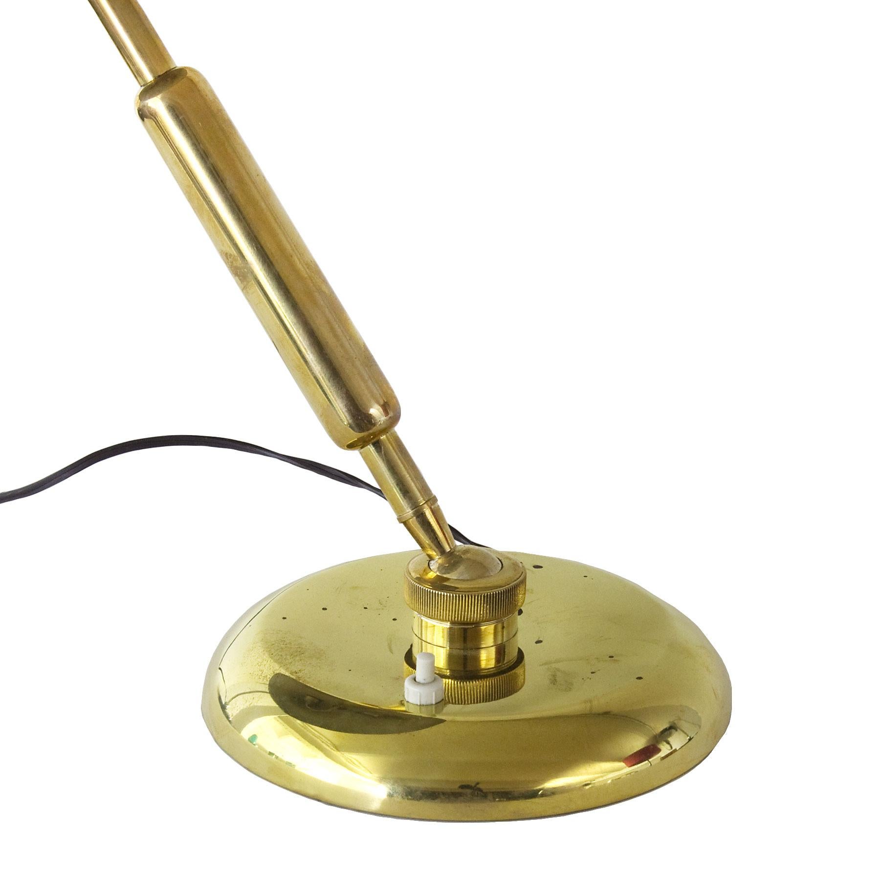 Italian 1950d Polished Brass Desk Lamp, Inclination Systems, Italy