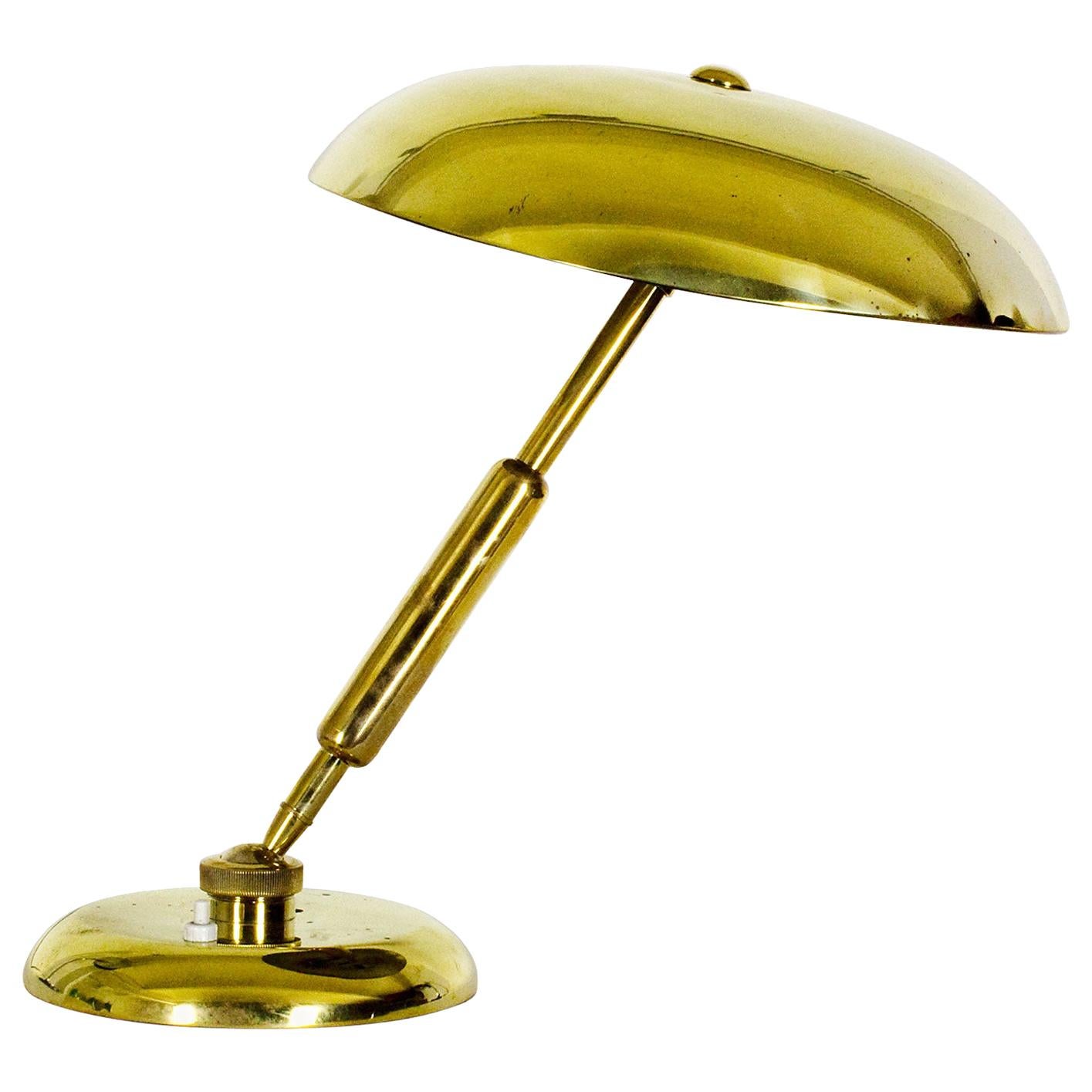 1950d Polished Brass Desk Lamp, Inclination Systems, Italy