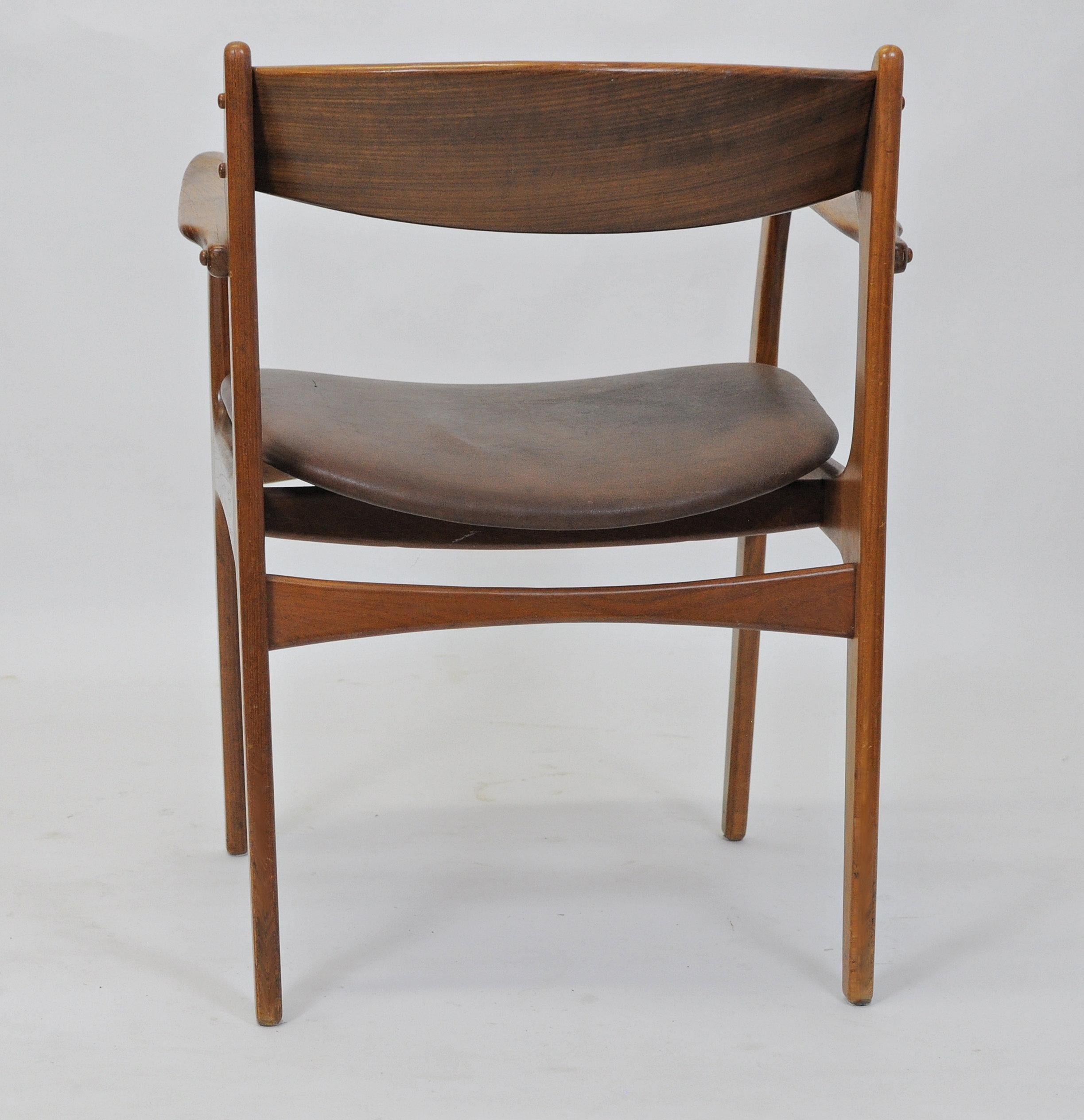 1950s Set of Two Restored Erik Buch Armchairs in Teak, Custom Upholstery In Good Condition In Knebel, DK