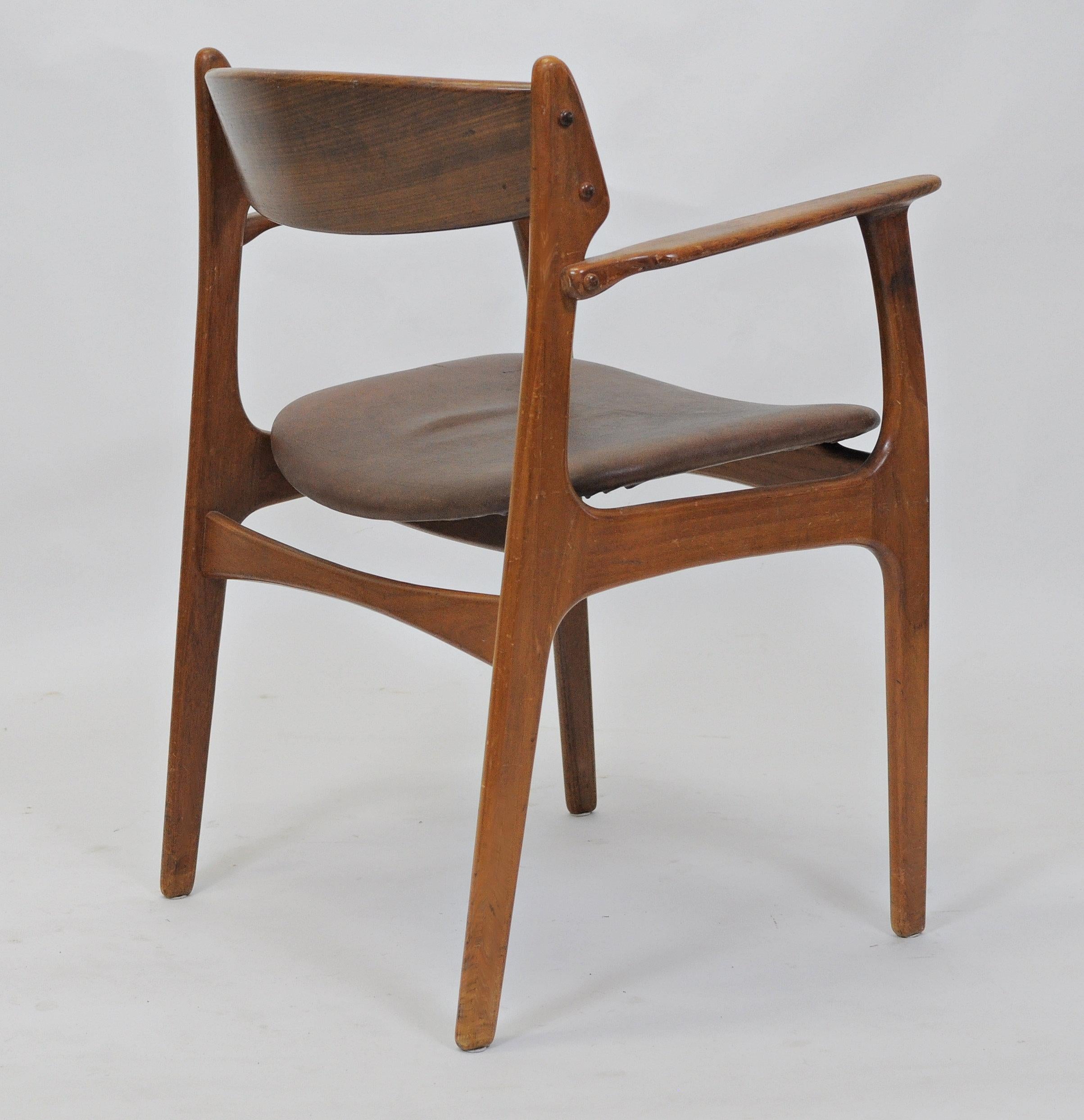 Mid-20th Century 1950s Set of Two Restored Erik Buch Armchairs in Teak, Custom Upholstery