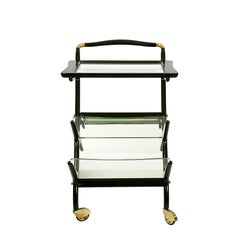 Small Mid-Century Modern Bar Cart and Magazine Rack by Cesare Lacca - Italy
