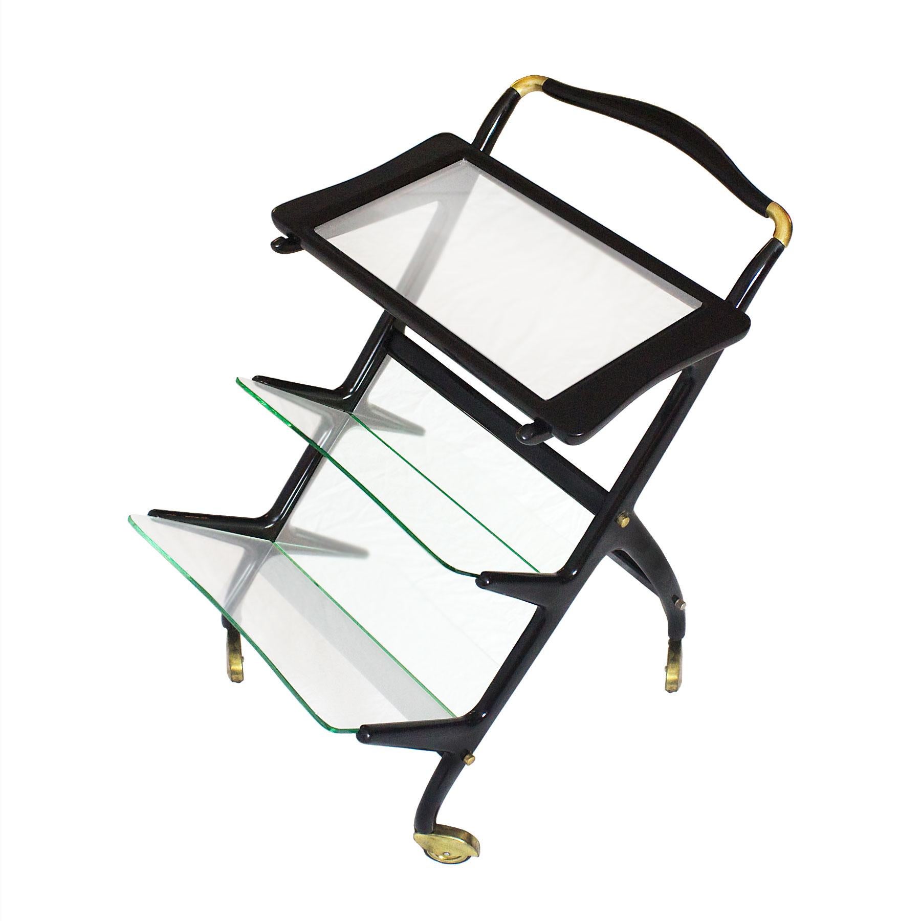 Mid-20th Century Small Mid-Century Modern Bar Cart and Magazine Rack by Cesare Lacca - Italy For Sale