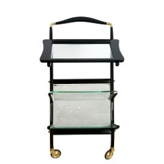 Small Mid-Century Modern Bar Cart & Magazine Rack by Cesare Lacca - Italy