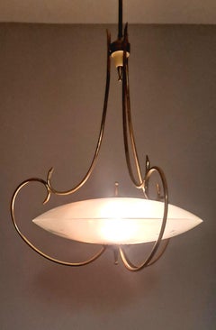 1950 s Venation  Saucer Shaped Chandelier in the style of Fontana  Arte