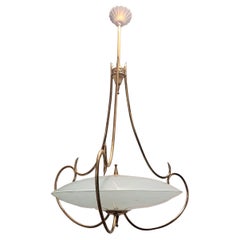 1950 s Venation  Saucer Shaped Chandelier in the style of Fontana  Arte 