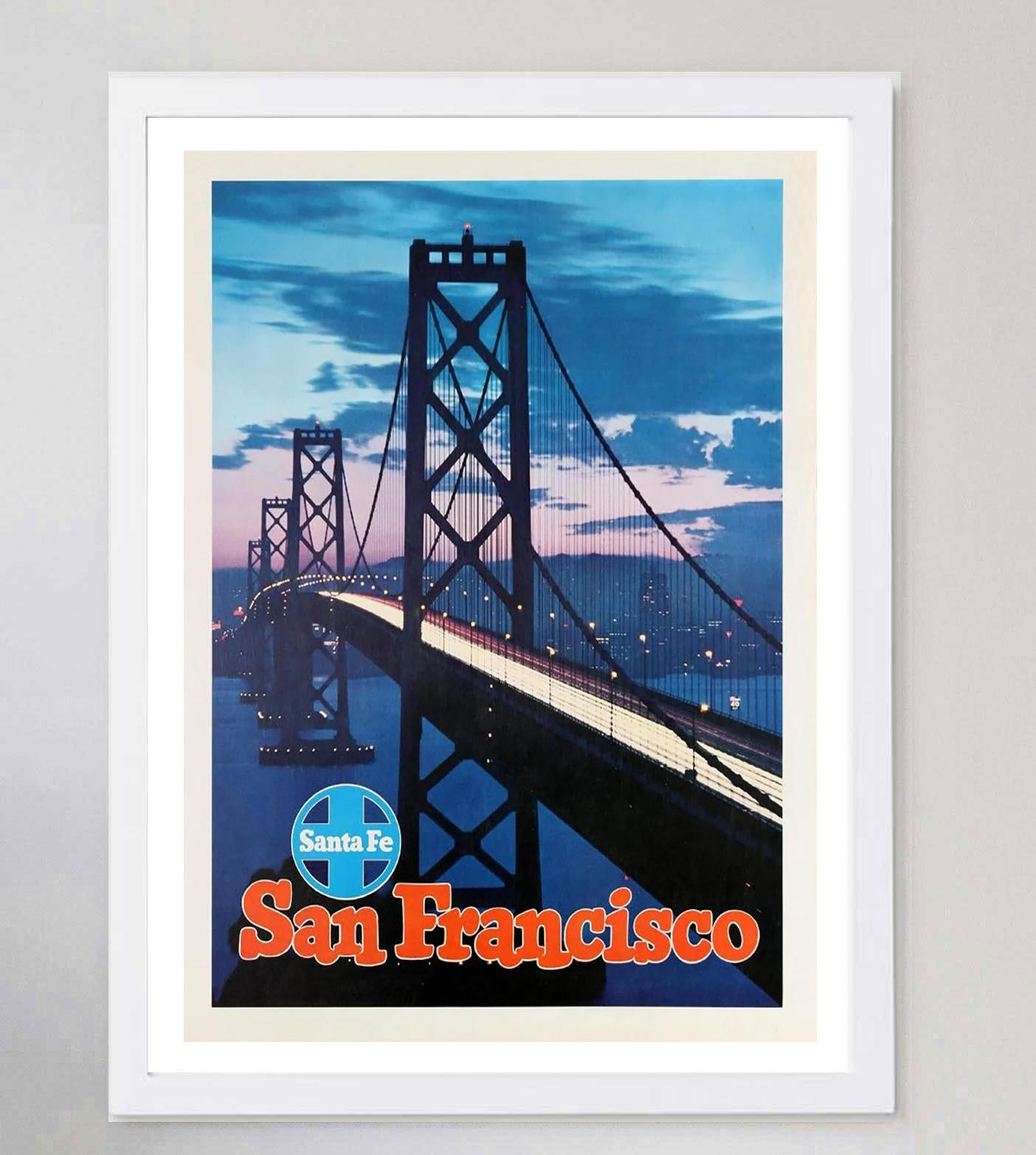 1950 Santa Fe Railway, San Francisco Original Vintage Poster In Good Condition For Sale In Winchester, GB