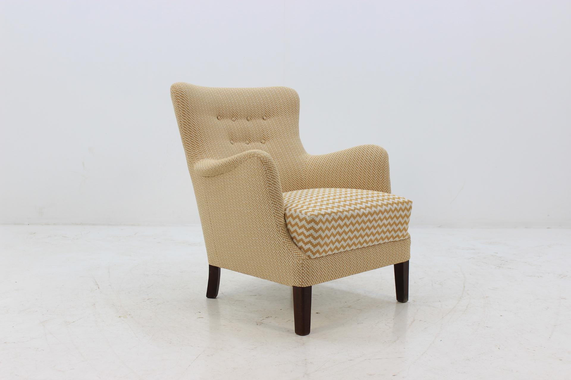 Fabric 1950 Scandinavian Lounge Chairs, Set of Two