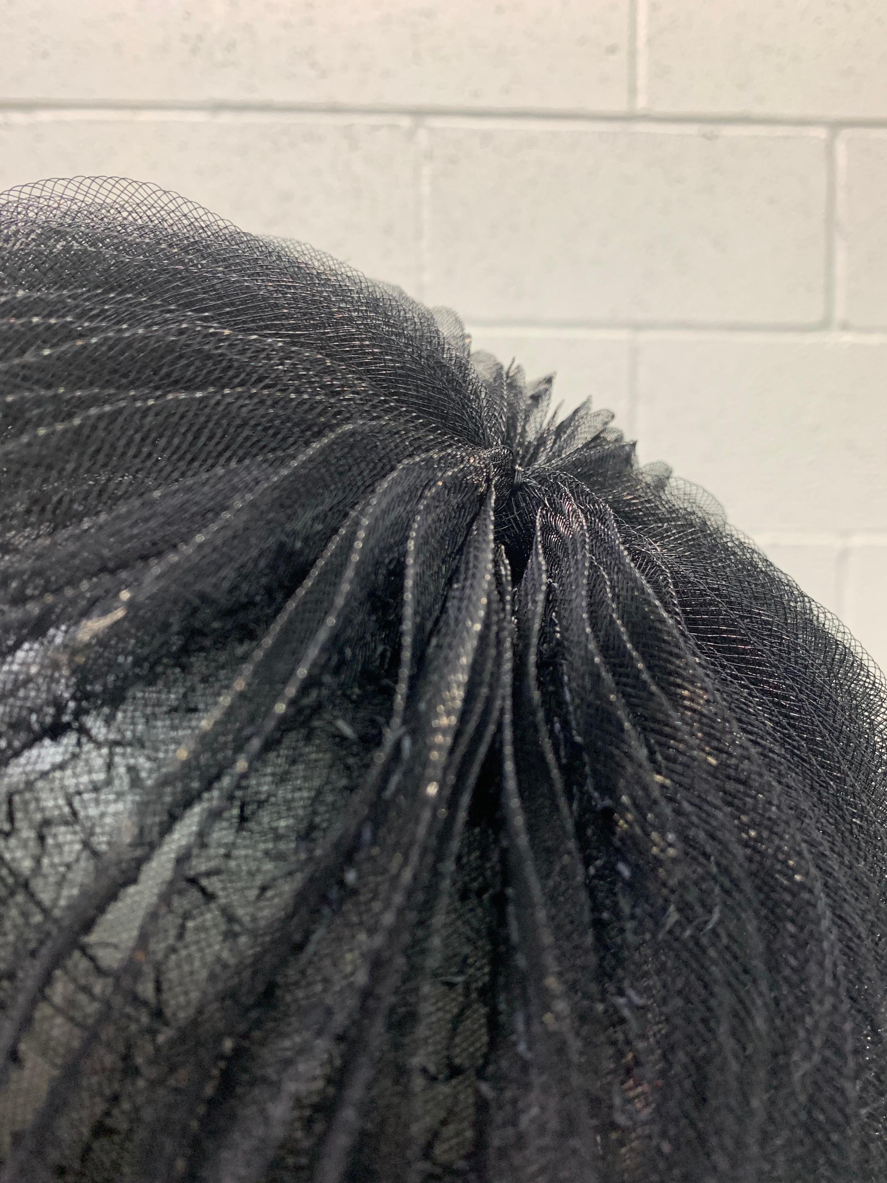 1950 Schiaparelli Black Horsehair Braided Dome Hat W/Bows In Excellent Condition For Sale In Gresham, OR