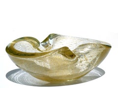 1950 Seguso Murano Glass Gold Big Centerpiece Bowl