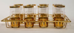 1950 Set of 8 Vintage Culver Ltd Antigua Highball Glasses 22 K Gold in Cart