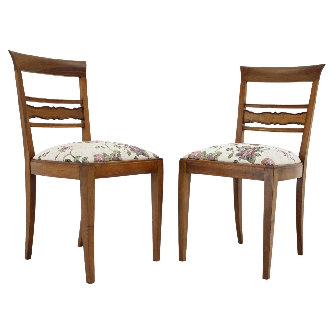 1950 Set of Two Antique Side Chairs, Czechoslovakia For Sale