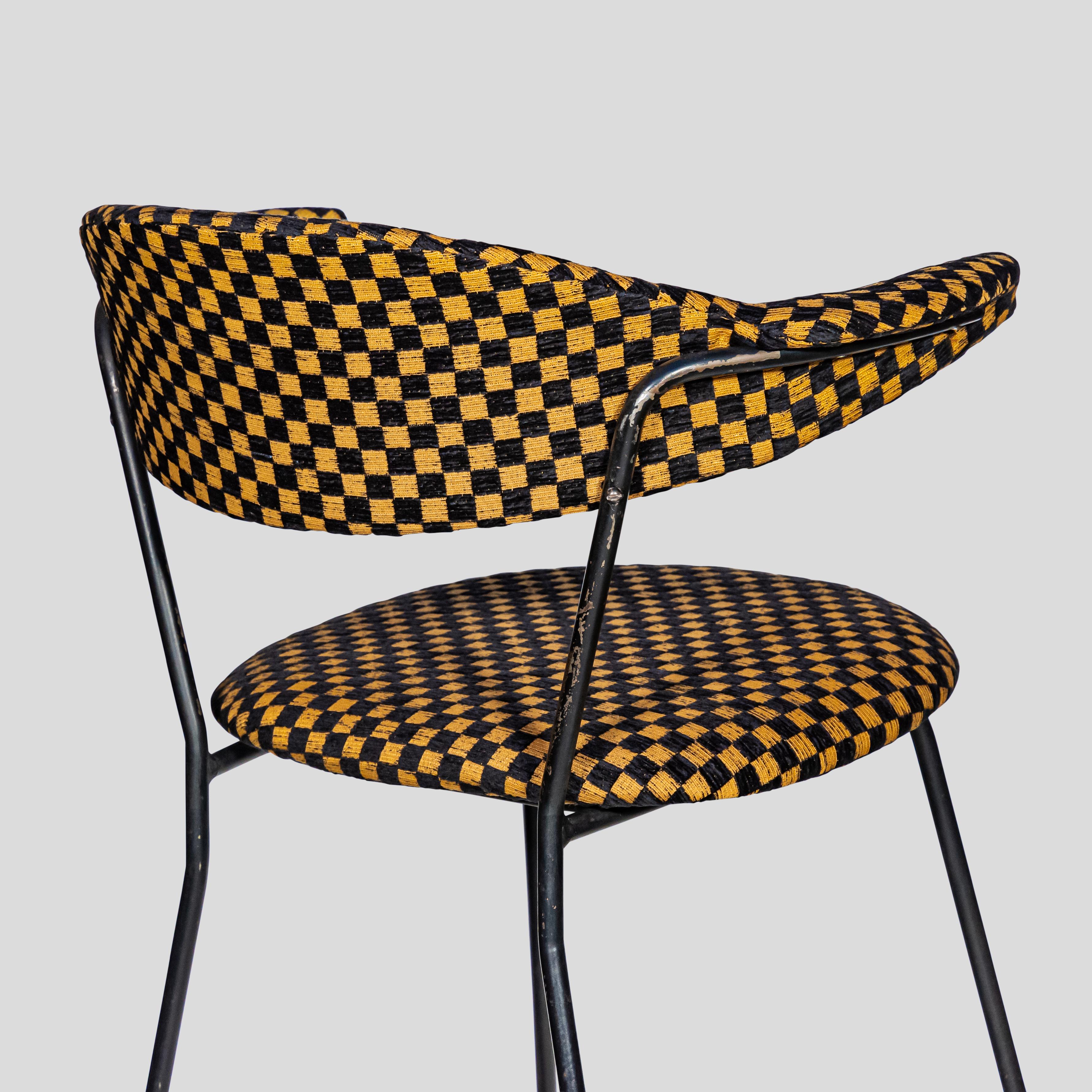 Mid-Century Modern 1950 Side / Desk Chair Black Metal Structure Design Attributed to Studio BBPR