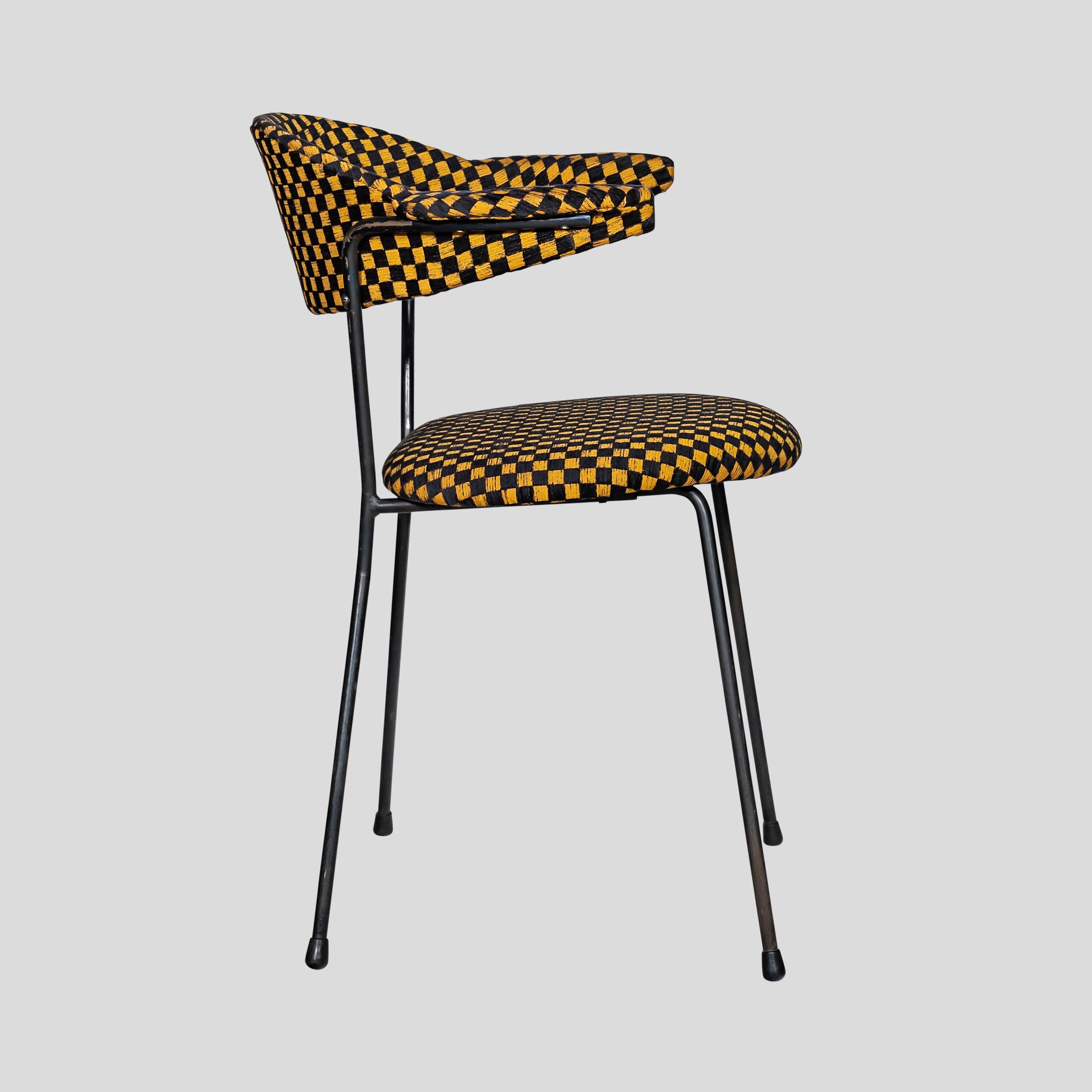 Italian 1950 Side / Desk Chair Black Metal Structure Design Attributed to Studio BBPR