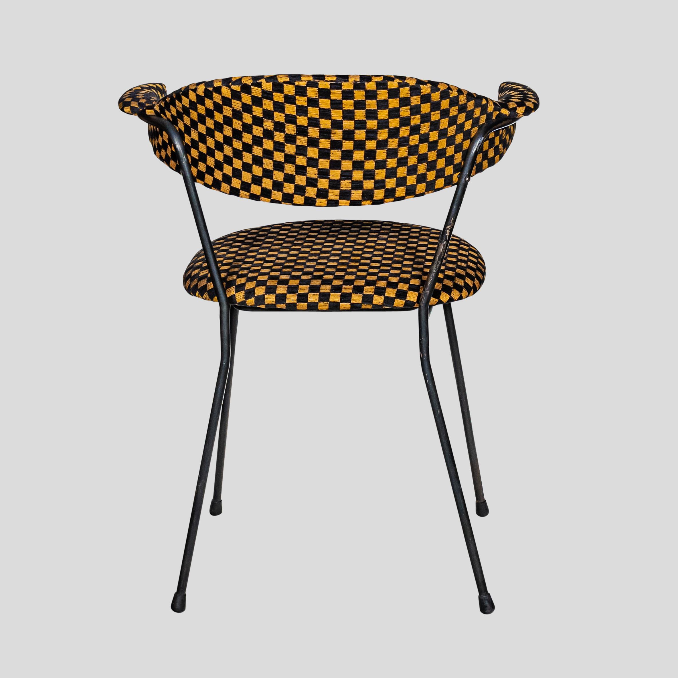 1950 Side / Desk Chair Black Metal Structure Design Attributed to Studio BBPR 1