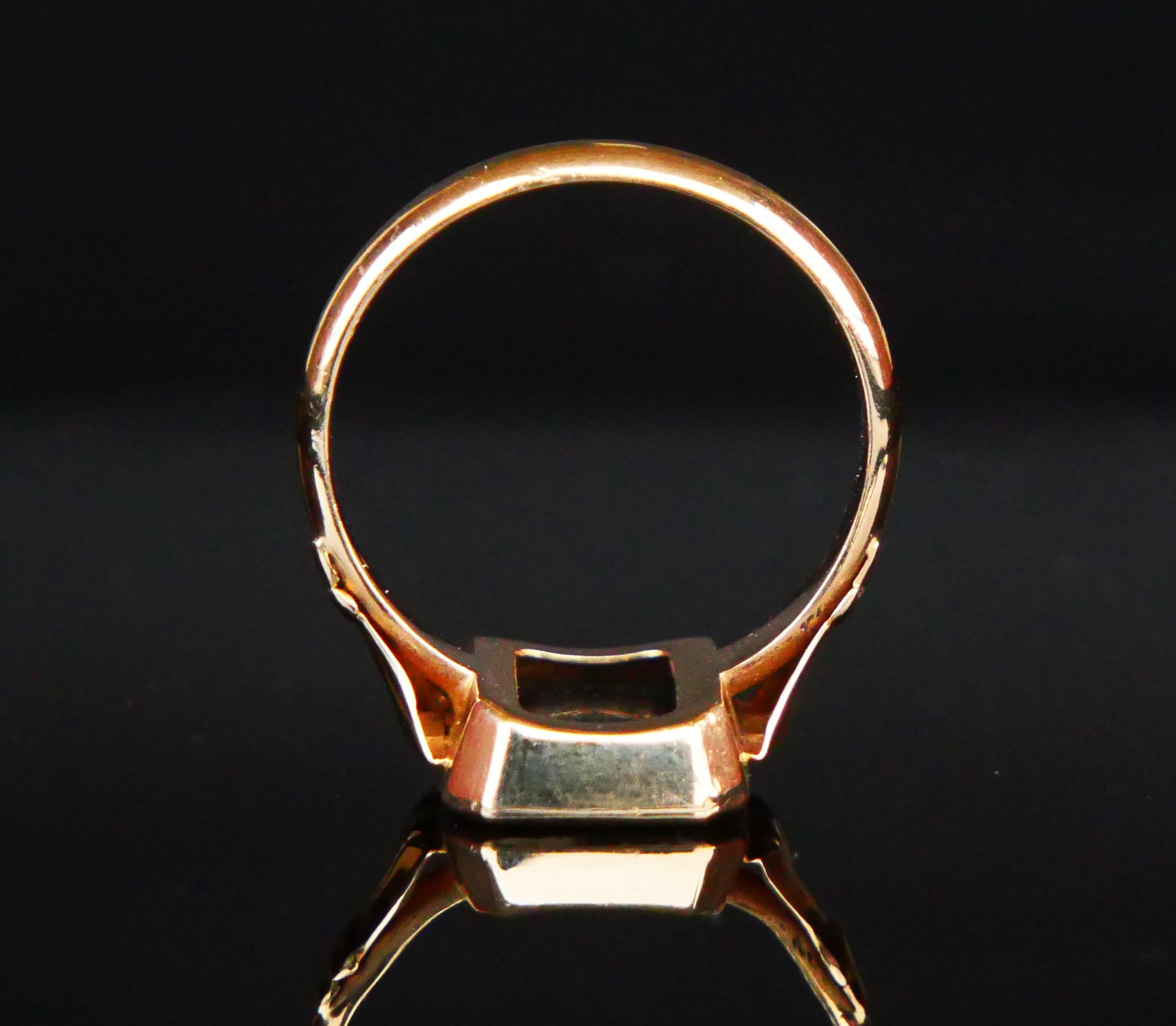 Quadrato Anello Signet Men 1950  Onice naturale ct in oro massiccio 18K Ø 9,75 US / 5,51gr in vendita