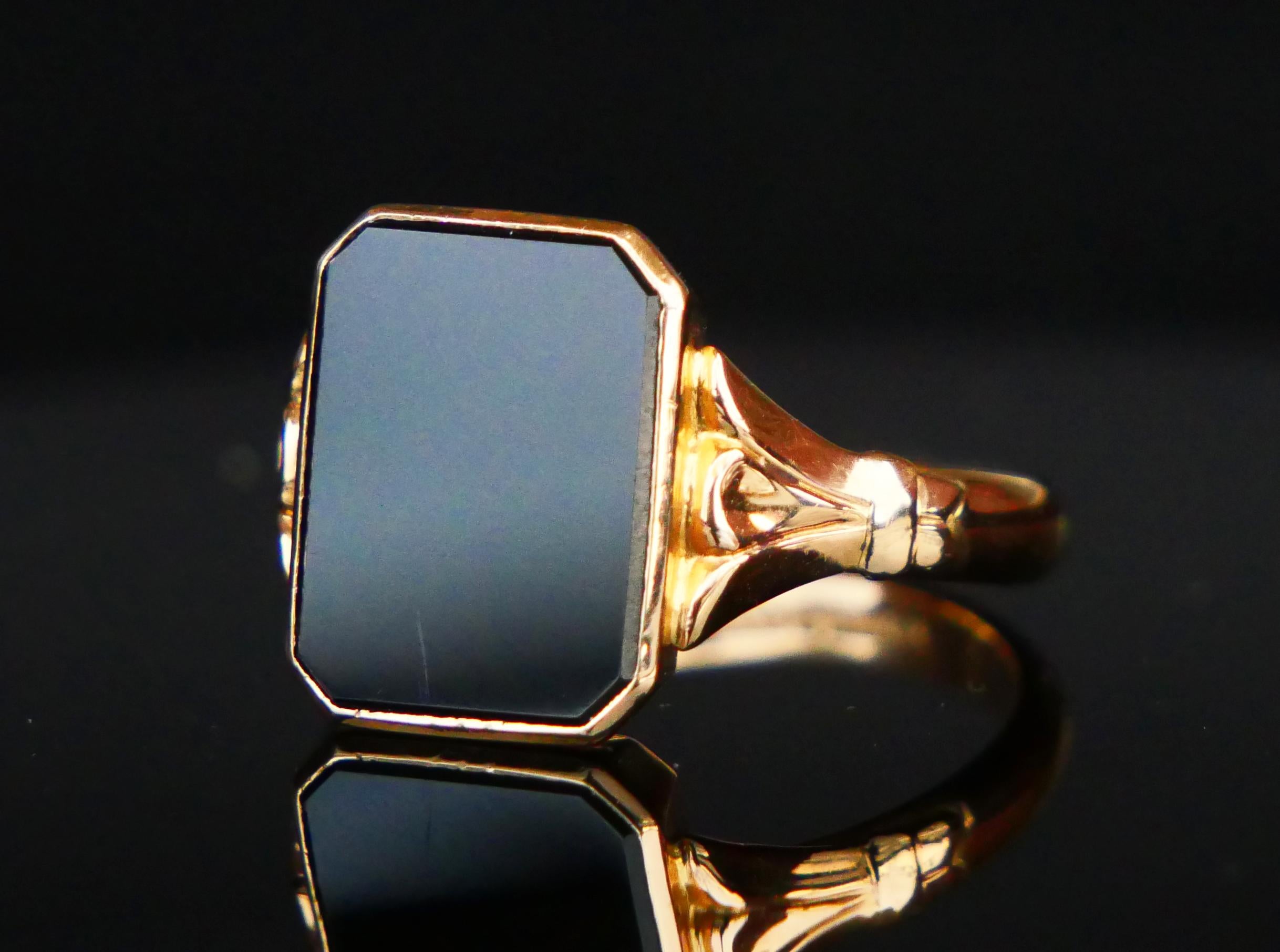 Uomo Anello Signet Men 1950  Onice naturale ct in oro massiccio 18K Ø 9,75 US / 5,51gr in vendita