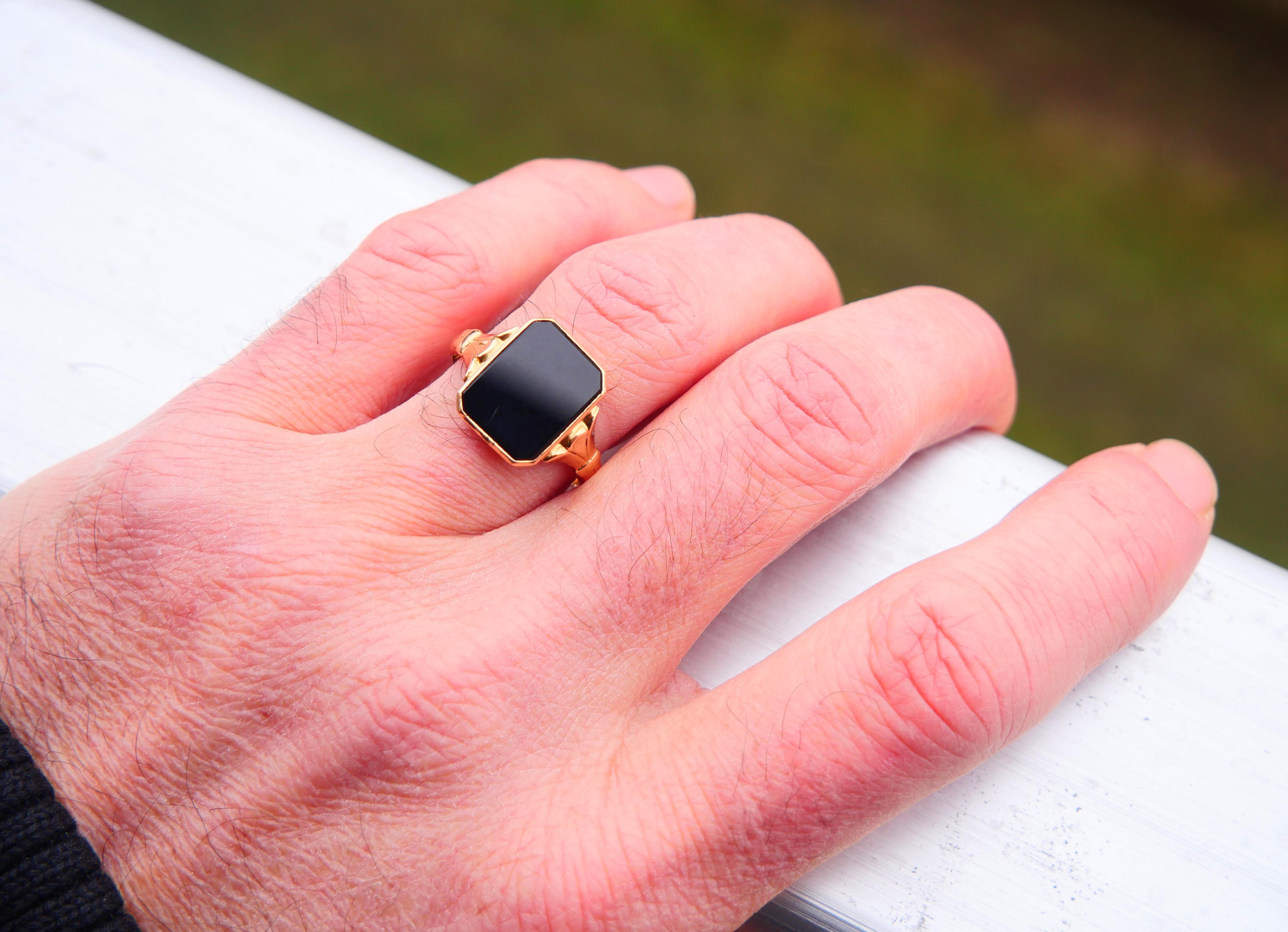 Anello Signet Men 1950  Onice naturale ct in oro massiccio 18K Ø 9,75 US / 5,51gr in vendita 1