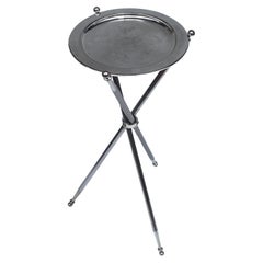 1950′ Silver Bronze Tripod Pedestal Table Maison Jansen or Bagués ø 34 cm H 59 c