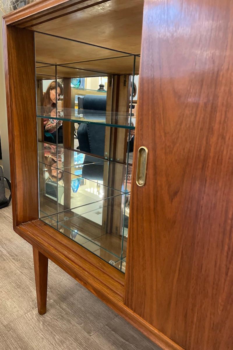 1950 Sliding doors Walnut Bar Sideboard with Internal Sides Mirrored 2