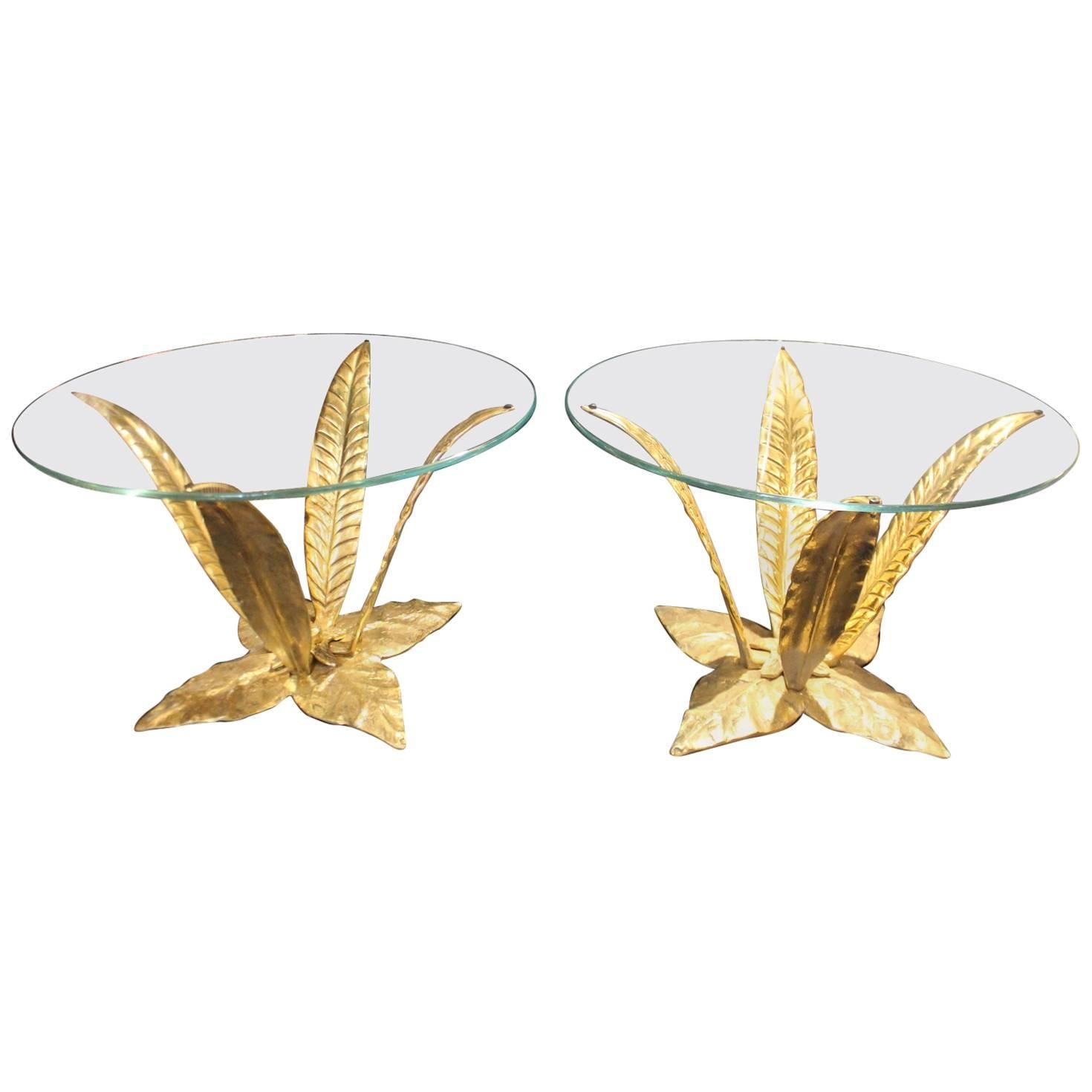 1950 Solid Brass Round Coffee Tables, All Original in Perfect Condition
